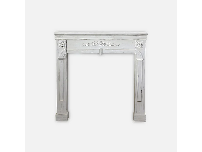 Manteau de cheminée - Romance - décor bois blanc cérusé