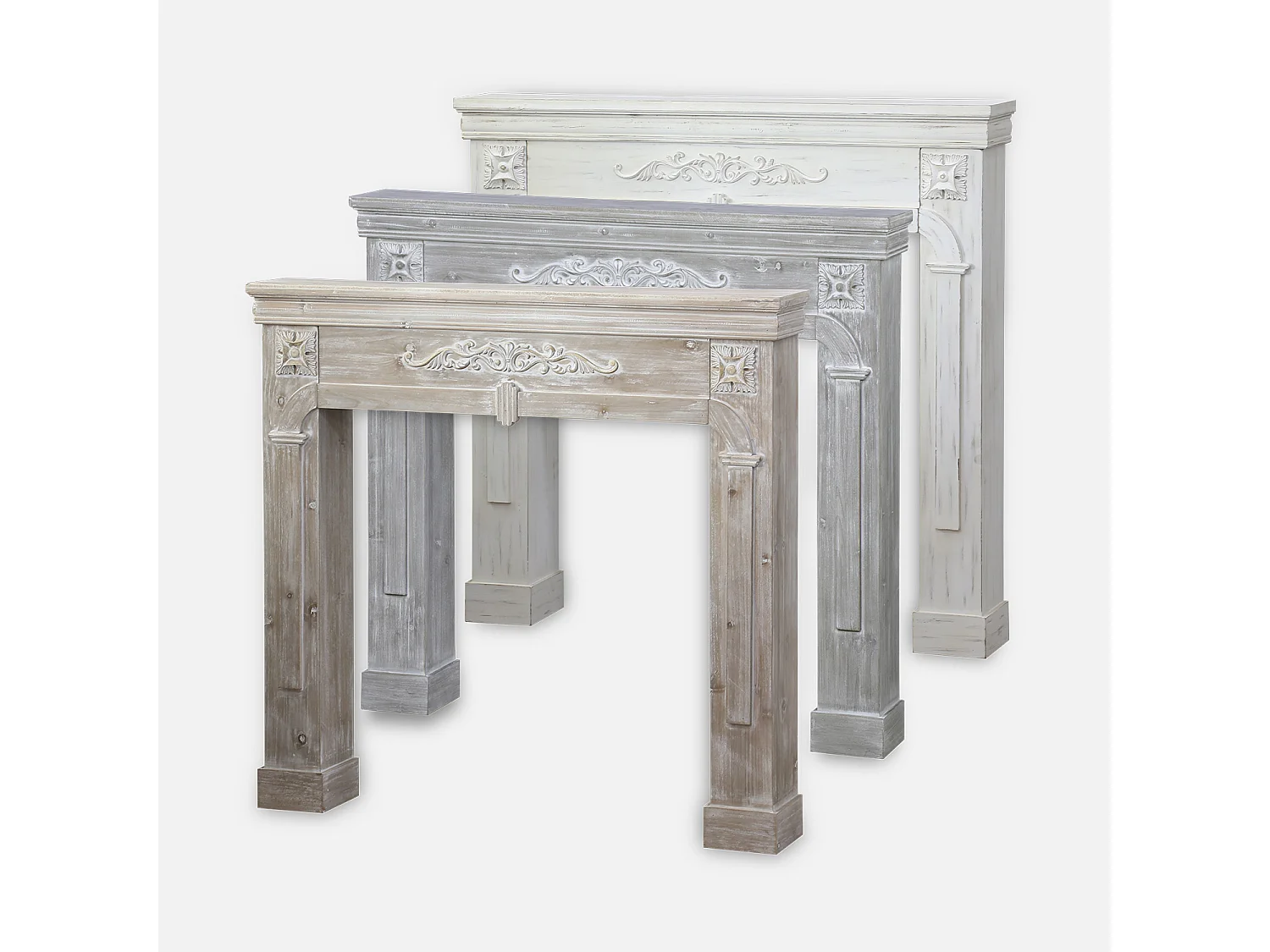 Manteau de cheminée - Romance - décor bois cérusé