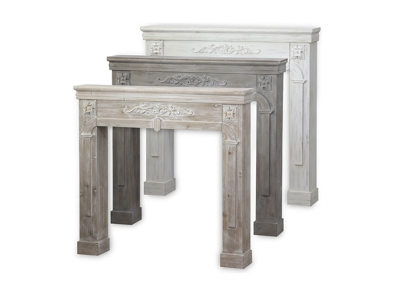 Manteau de cheminée - Romance - décor bois cérusé