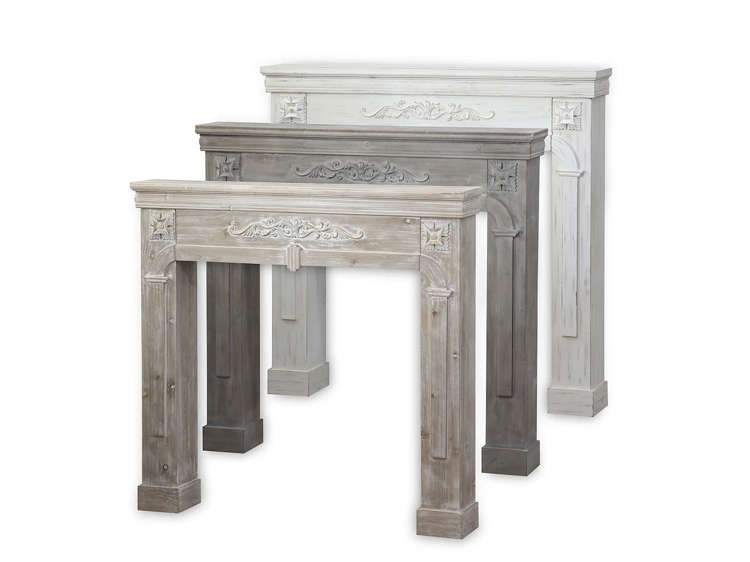 Manteau de cheminée - Romance - décor bois cérusé
