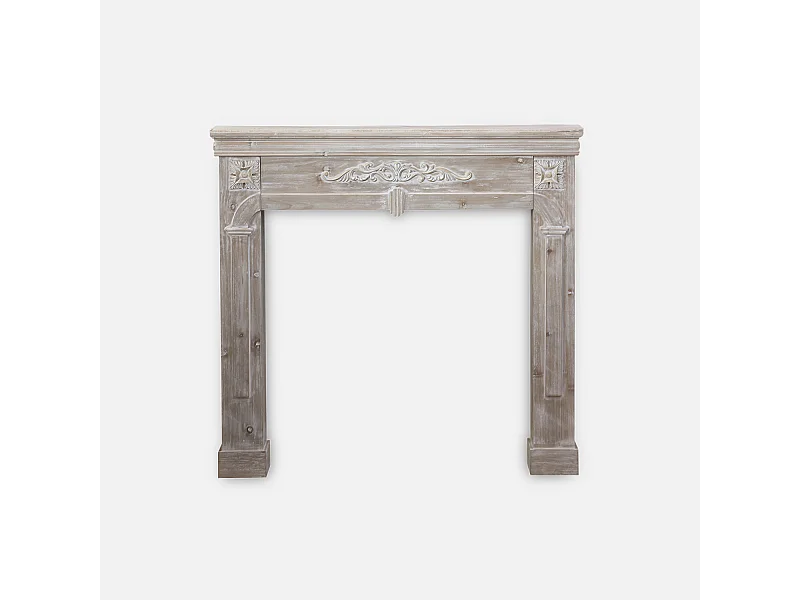 Cornice per caminetto effetto legno, marrone sbiancato