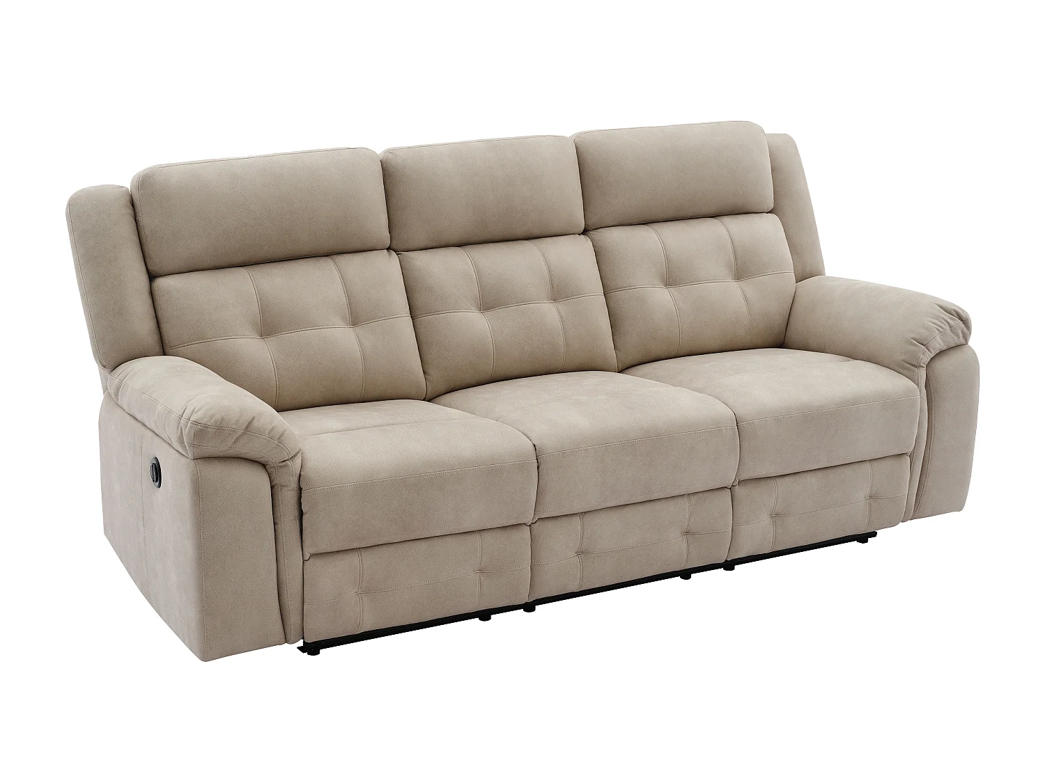 Canapé 3 places et fauteuil relax électrique en microfibre beige ORTIANO