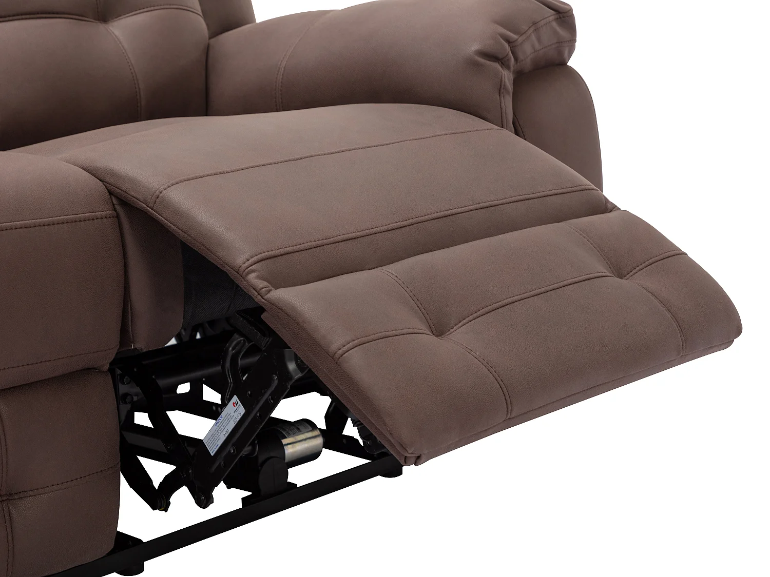 Elektrische driezitsrelaxbank en -fauteuil van bruin microvezel met verouderd leereffect ORTIANO