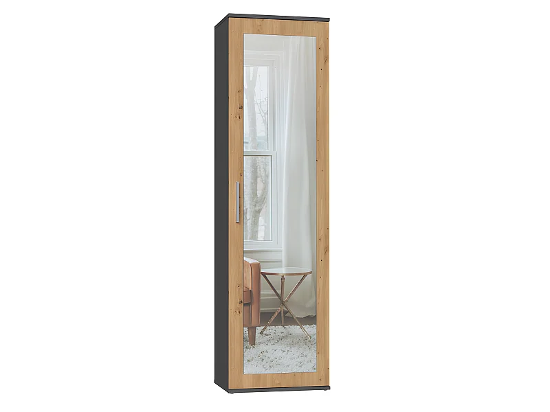 ATARA - Armadio da sala con grande specchio - 180x50x35 cm - 2 ripiani + spazio per appendere - Mobili da sala
