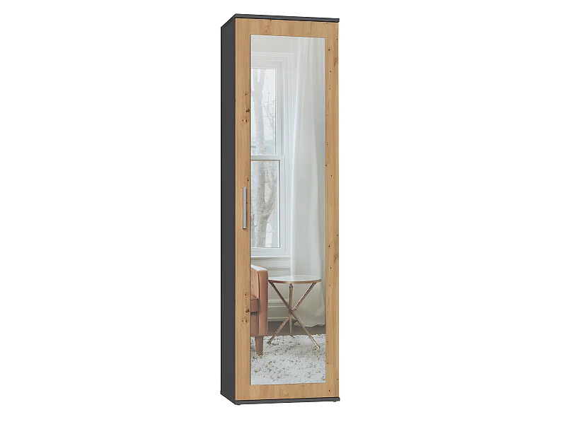 ATARA - Armadio da sala con grande specchio - 180x50x35 cm - 2 ripiani + spazio per appendere - Mobili da sala