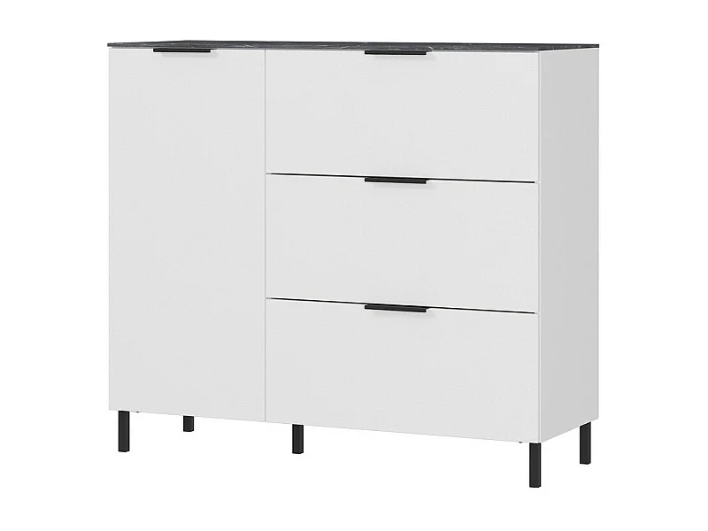 Commode blanc et marbre une porte trois tiroirs 109x40cm MARBLE