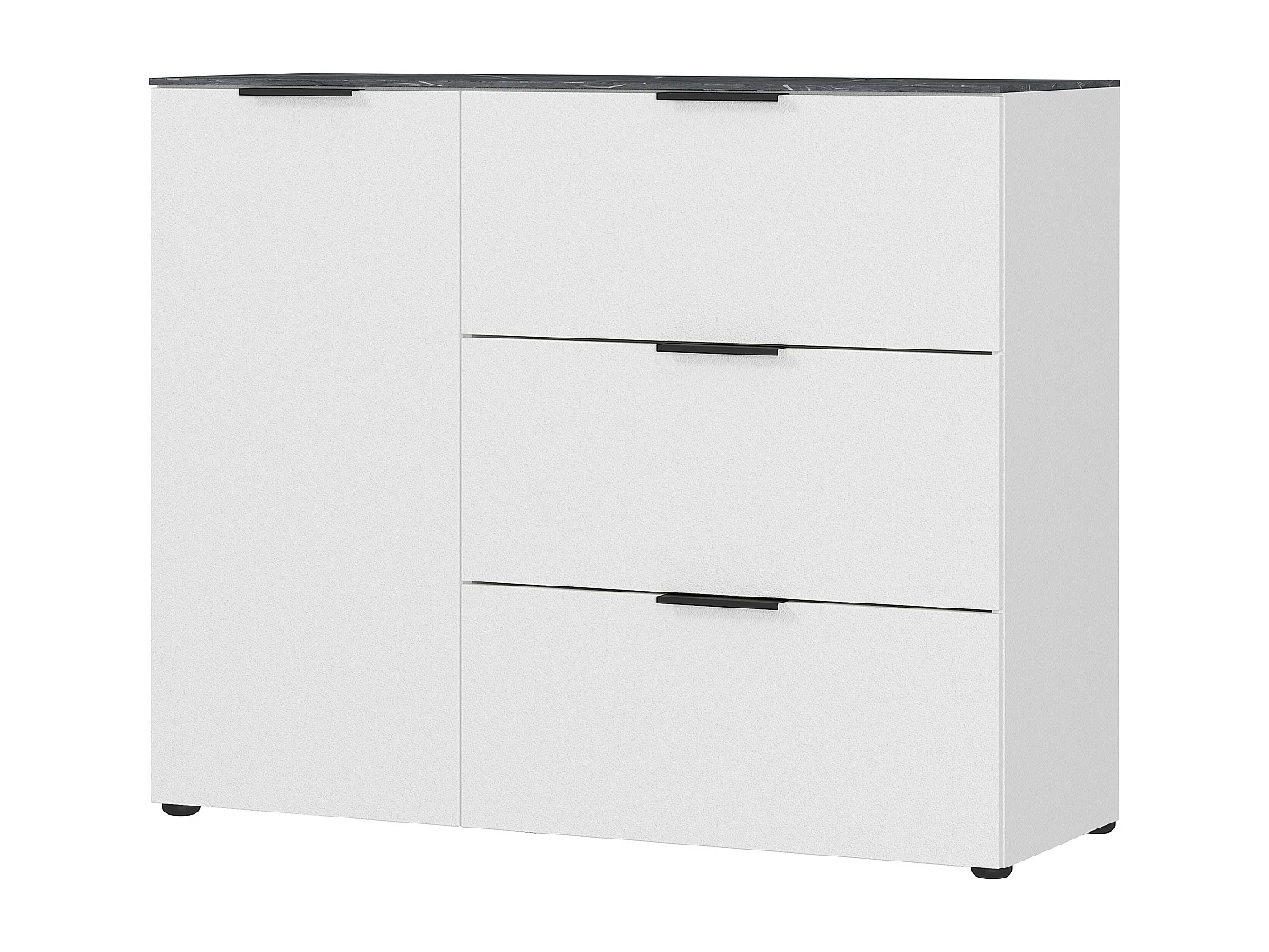 Commode blanc et marbre une porte trois tiroirs 109x40cm MARBLE