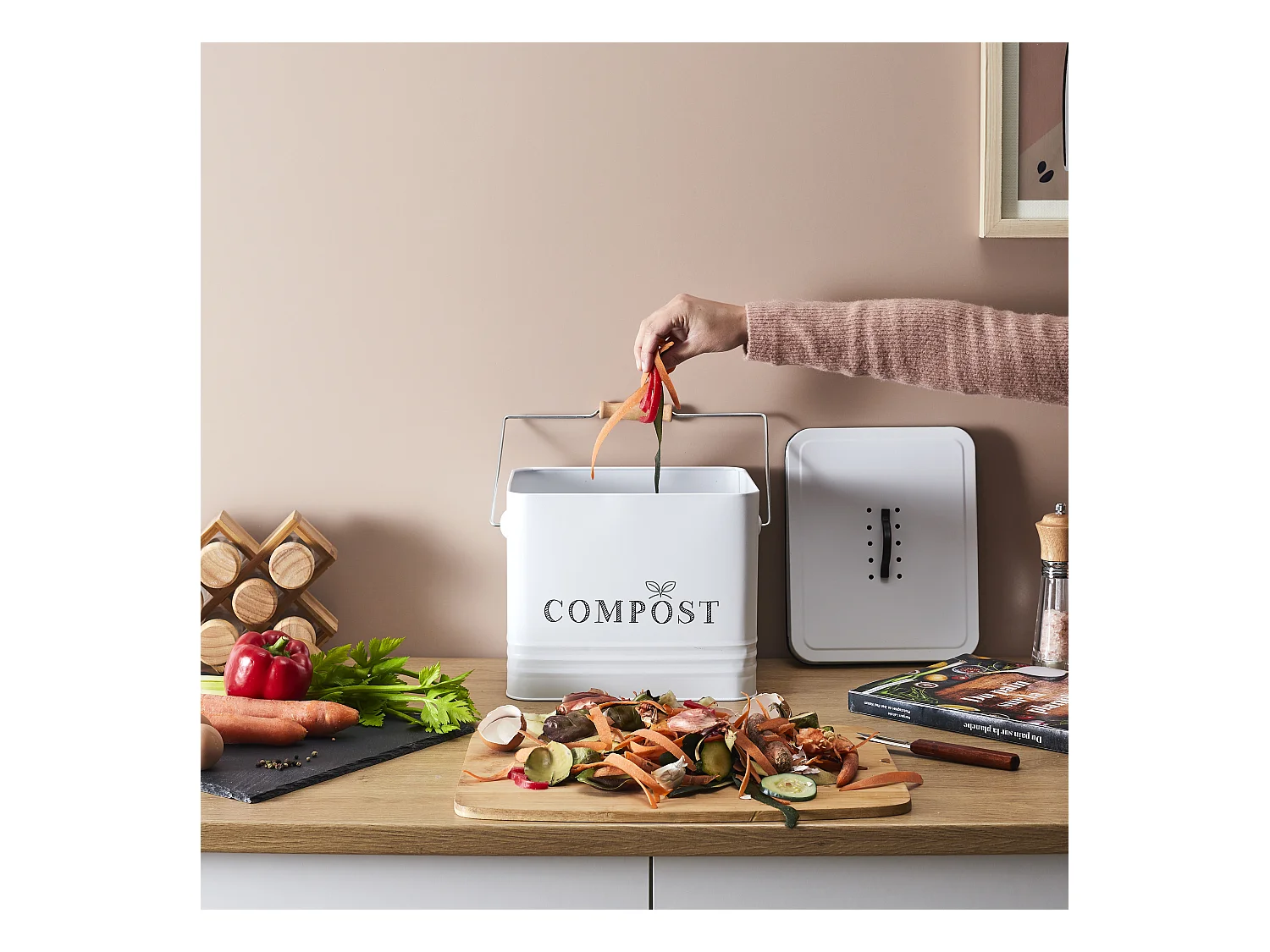 Poubelle A Compost Metal 10l Blanc