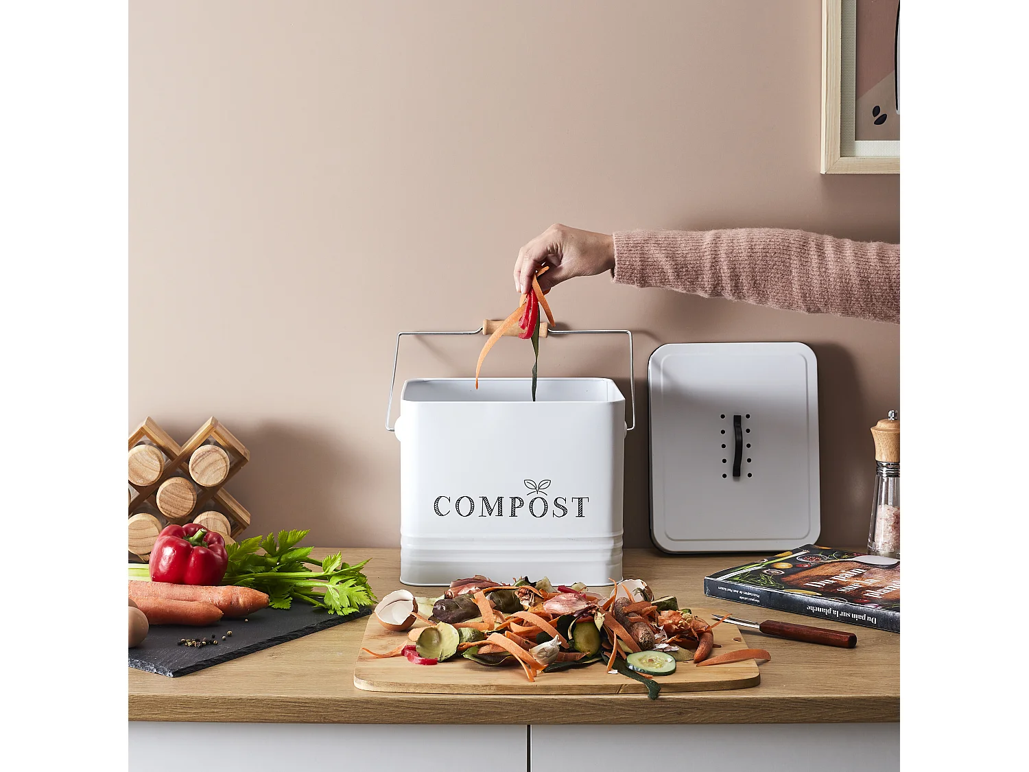 Poubelle A Compost Metal 10l Blanc