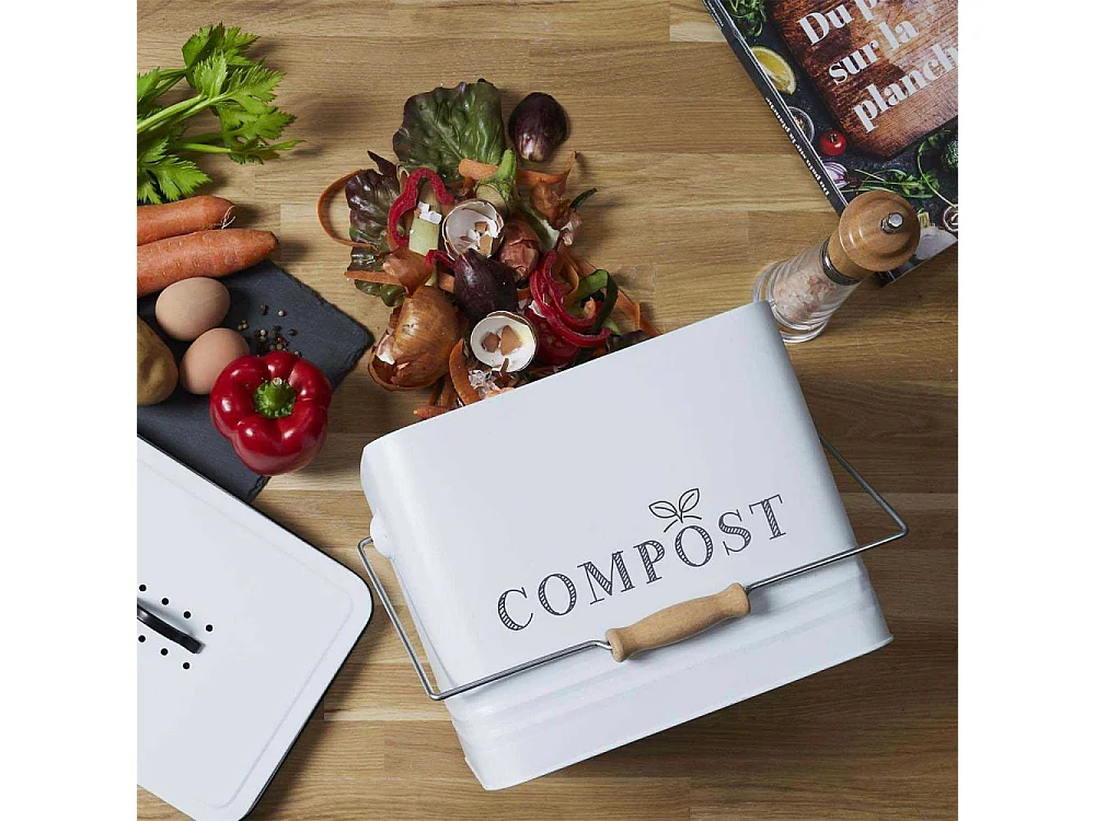 Poubelle A Compost Metal 10l Blanc