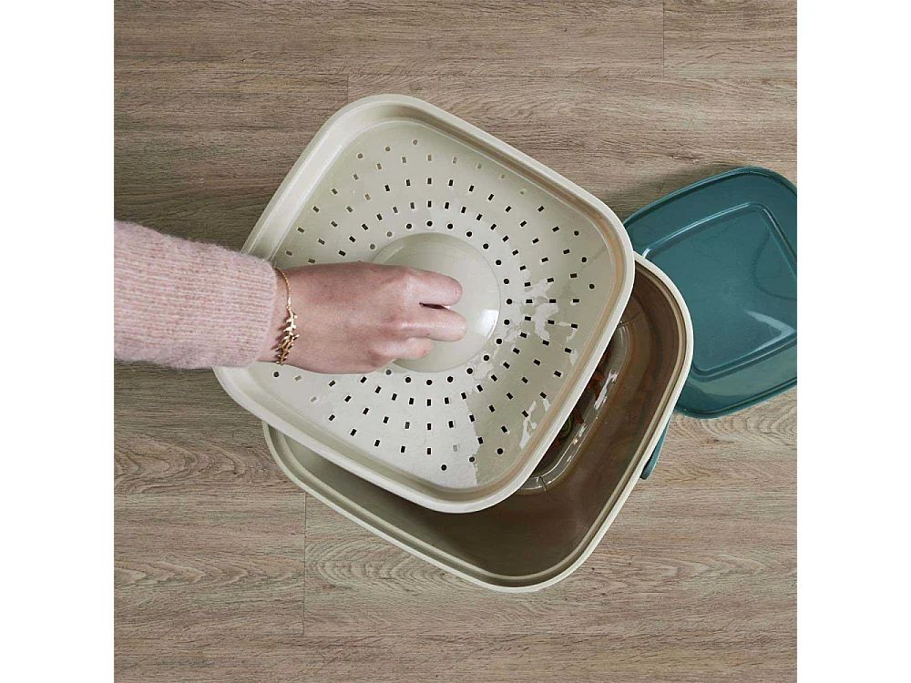 Composteur De Cuisine Avec Robinet Et Spray Beige, Vert