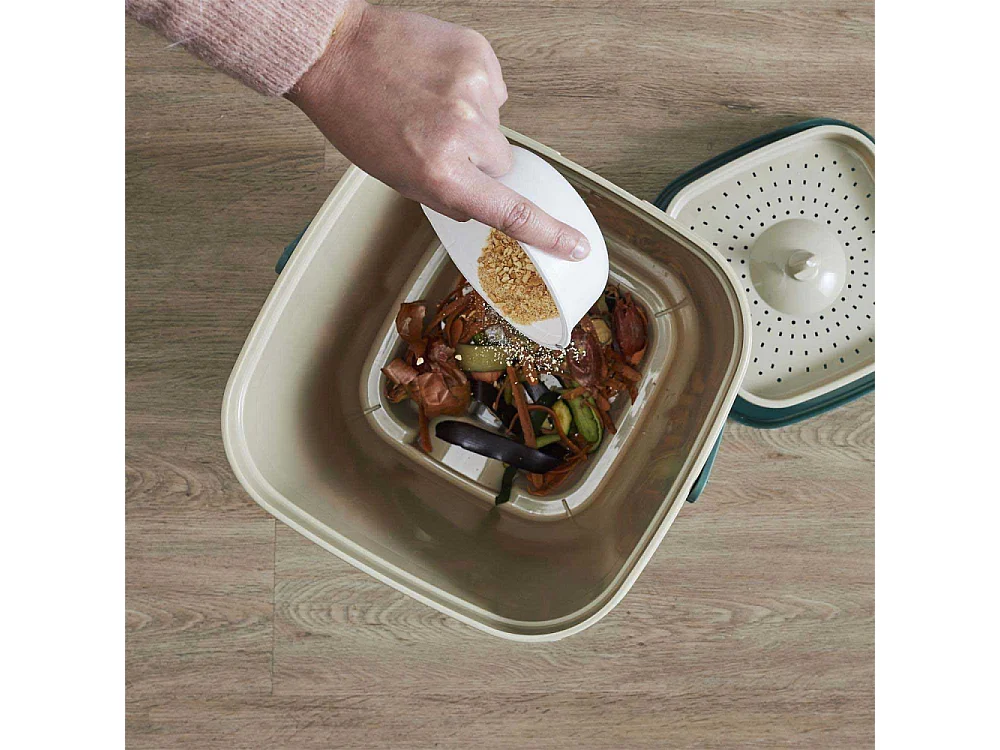 Composteur De Cuisine Avec Robinet Et Spray Beige, Vert