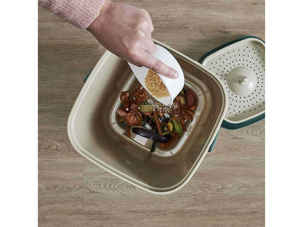 Composteur De Cuisine Avec Robinet Et Spray Beige, Vert