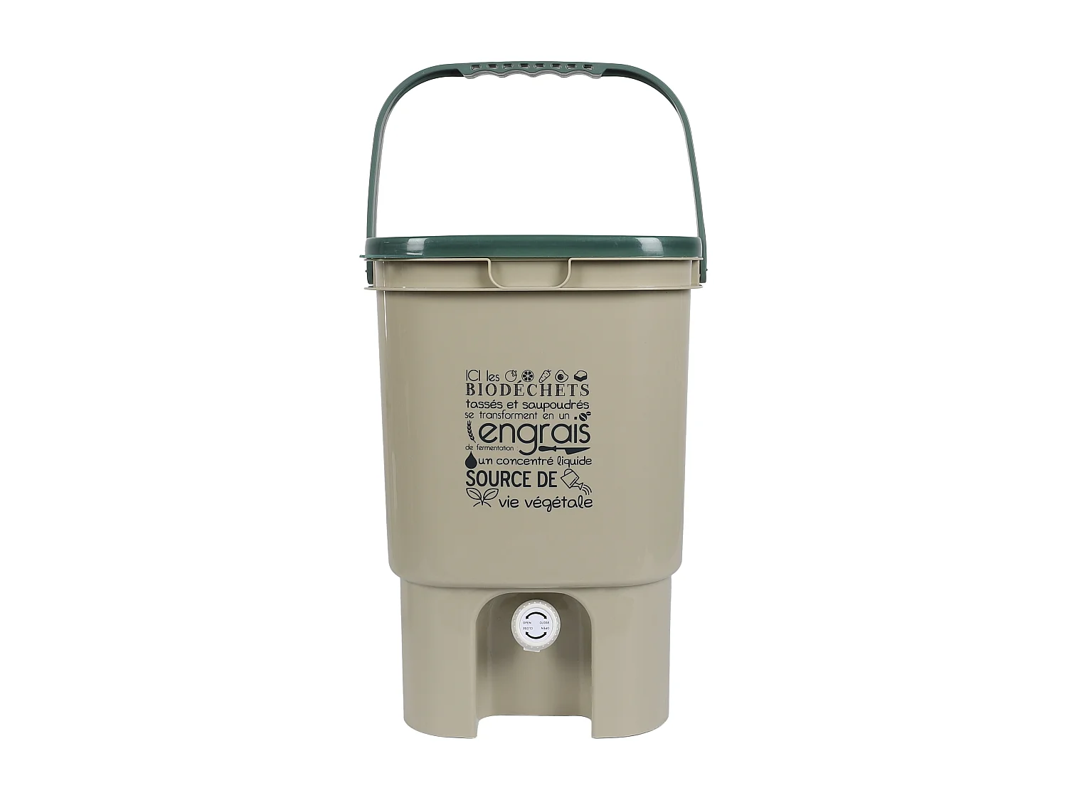 Composteur De Cuisine Avec Robinet Et Spray Beige, Vert