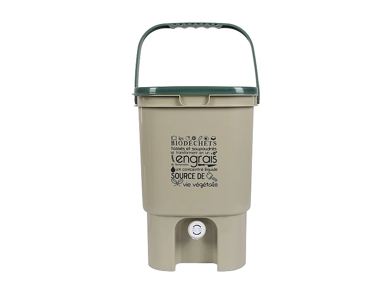 Composteur De Cuisine Avec Robinet Et Spray Beige, Vert