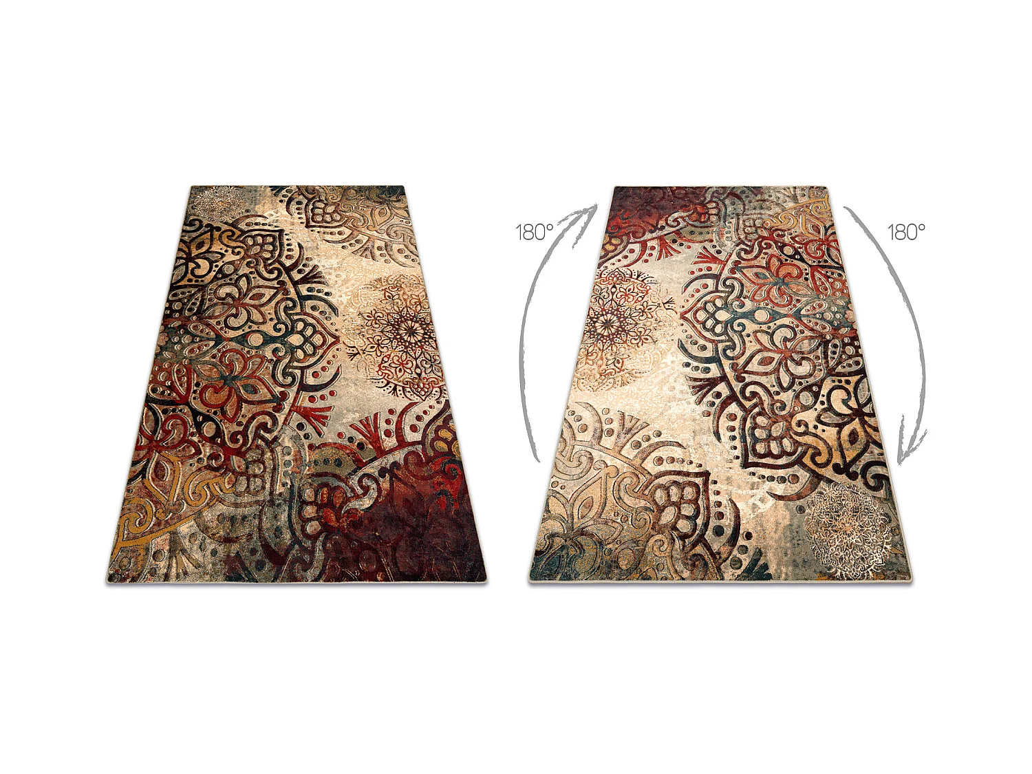 Tapis en laine POLONIA Boho rougette rouge 300x400 cm