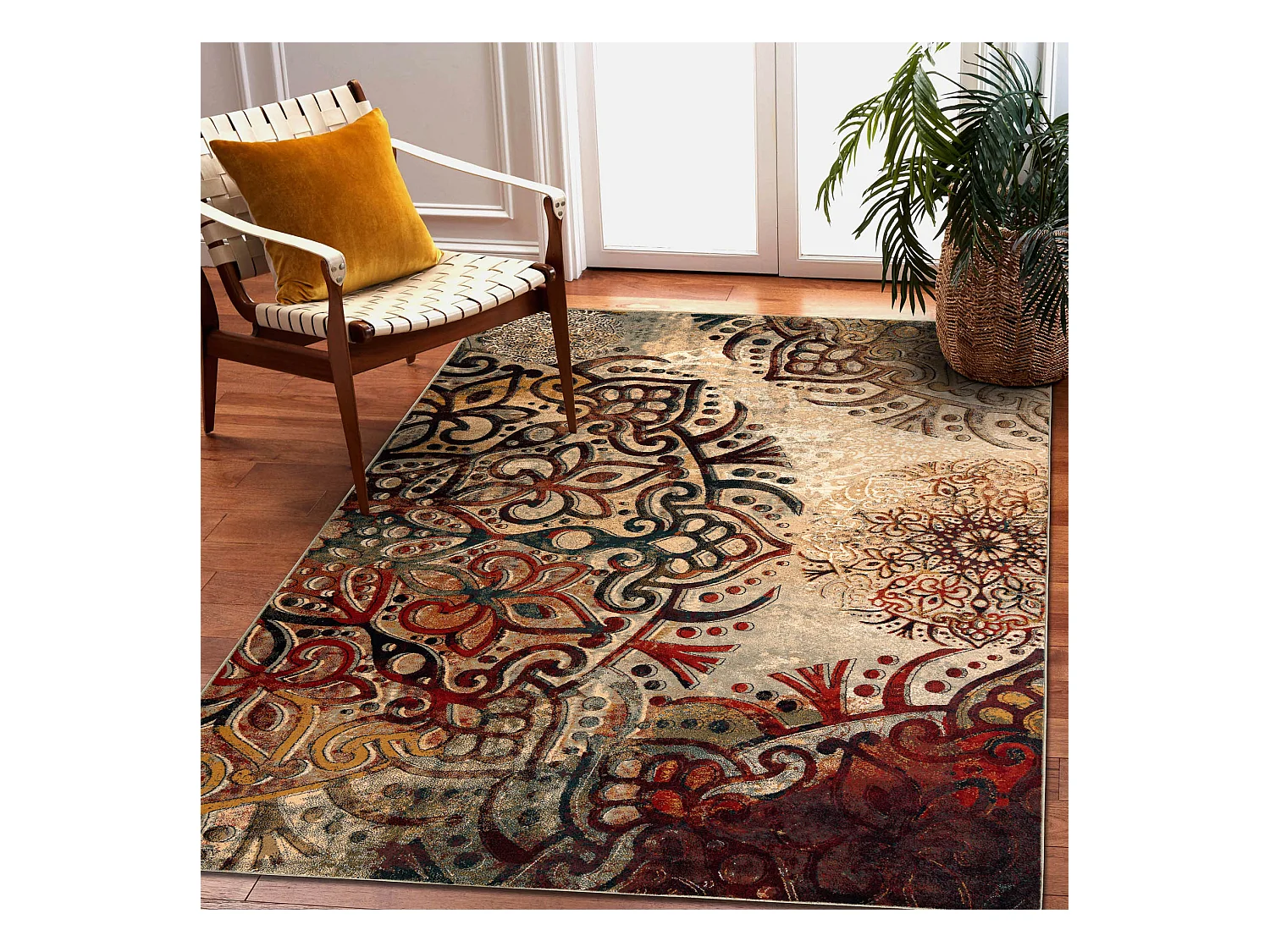 Tapis en laine POLONIA Boho rougette rouge 300x400 cm
