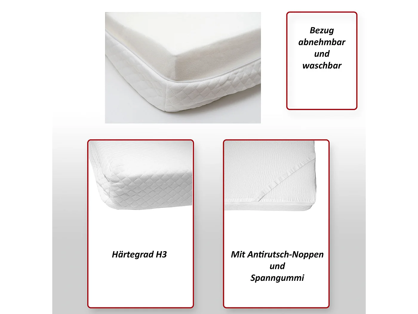 Memoryfoam-Matratzentopper MCW-E63, 90x200cm Viscoschaum