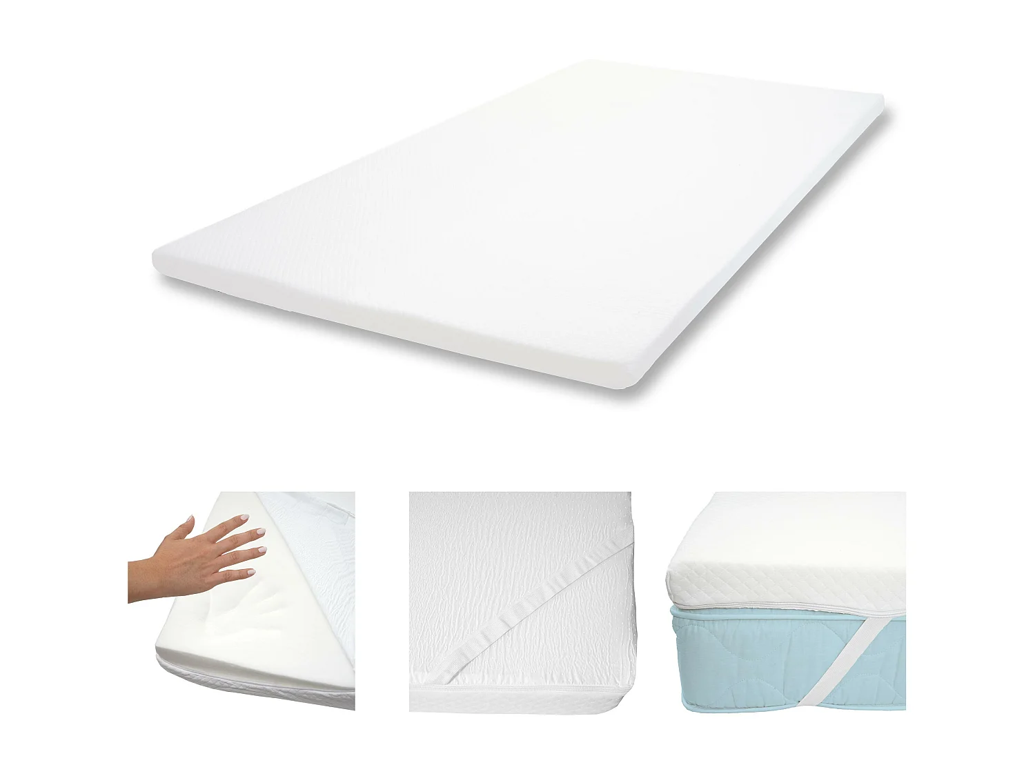 Memoryfoam-matrasbeschermer MCW-E63,  140x200cm visco foam