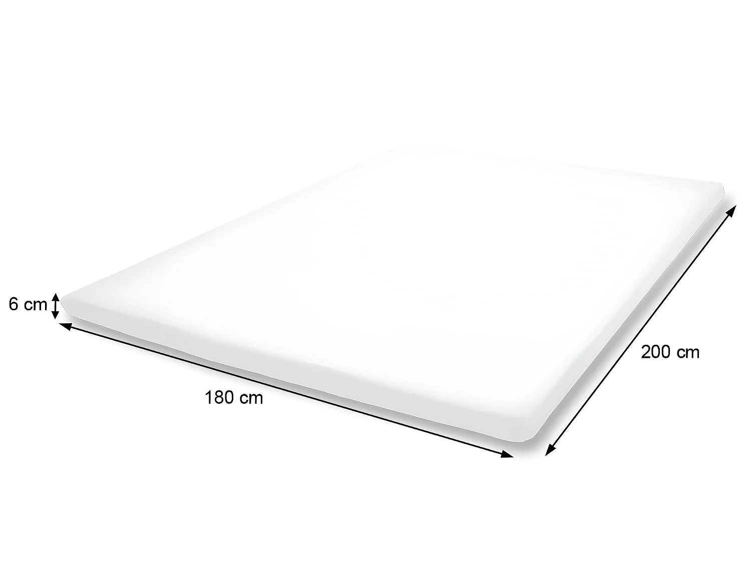 Surmatelas en mousse à mémoire de forme 6 cm MCW-E63,  180x200cm mousse visco