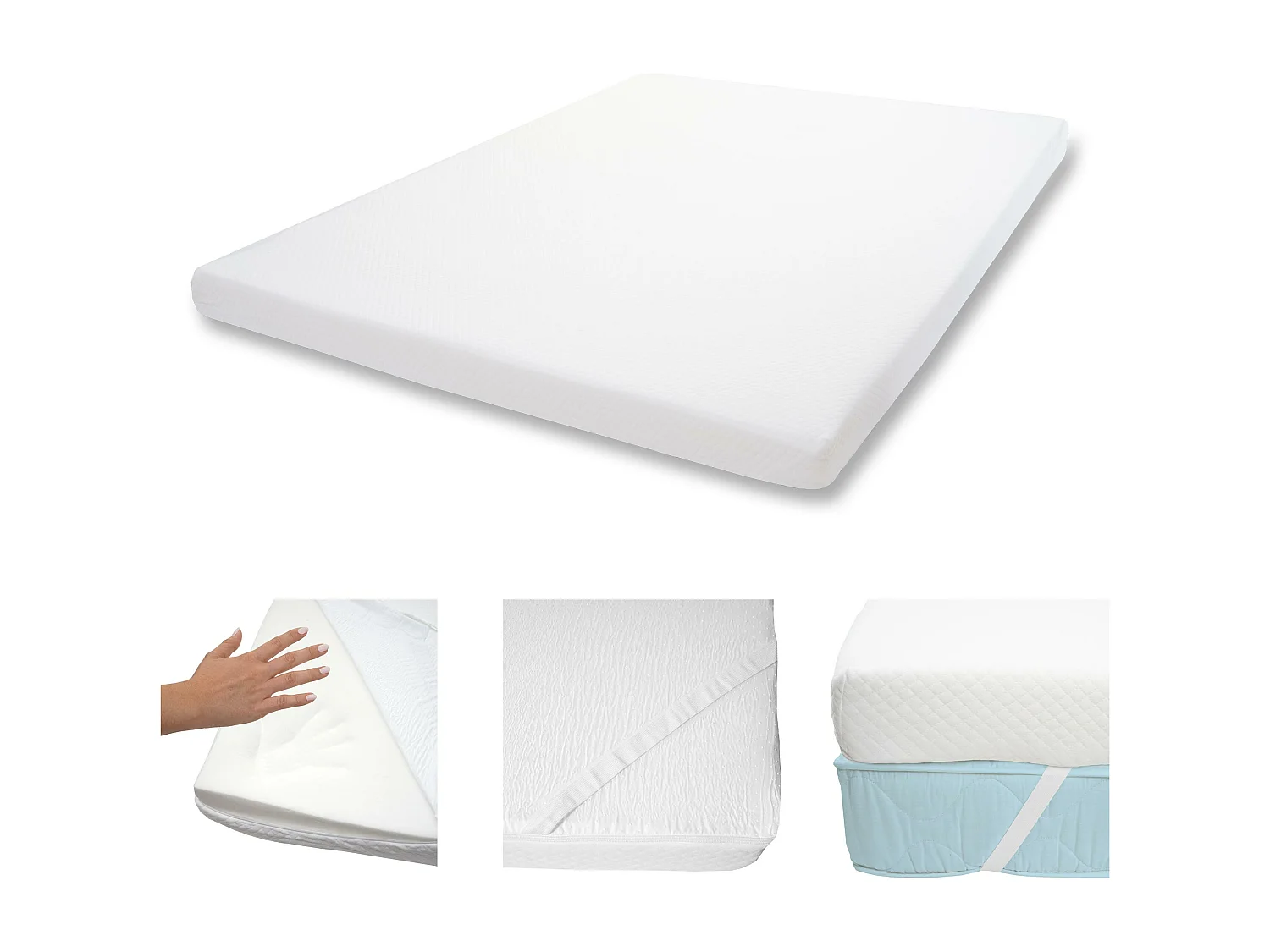 Memoryfoam-matrasbeschermer MCW-E63,  180x200cm visco foam