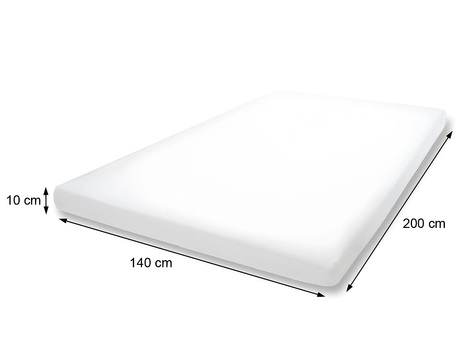 Surmatelas en mousse à mémoire de forme 10 cm MCW-E63,  140x200cm mousse visco