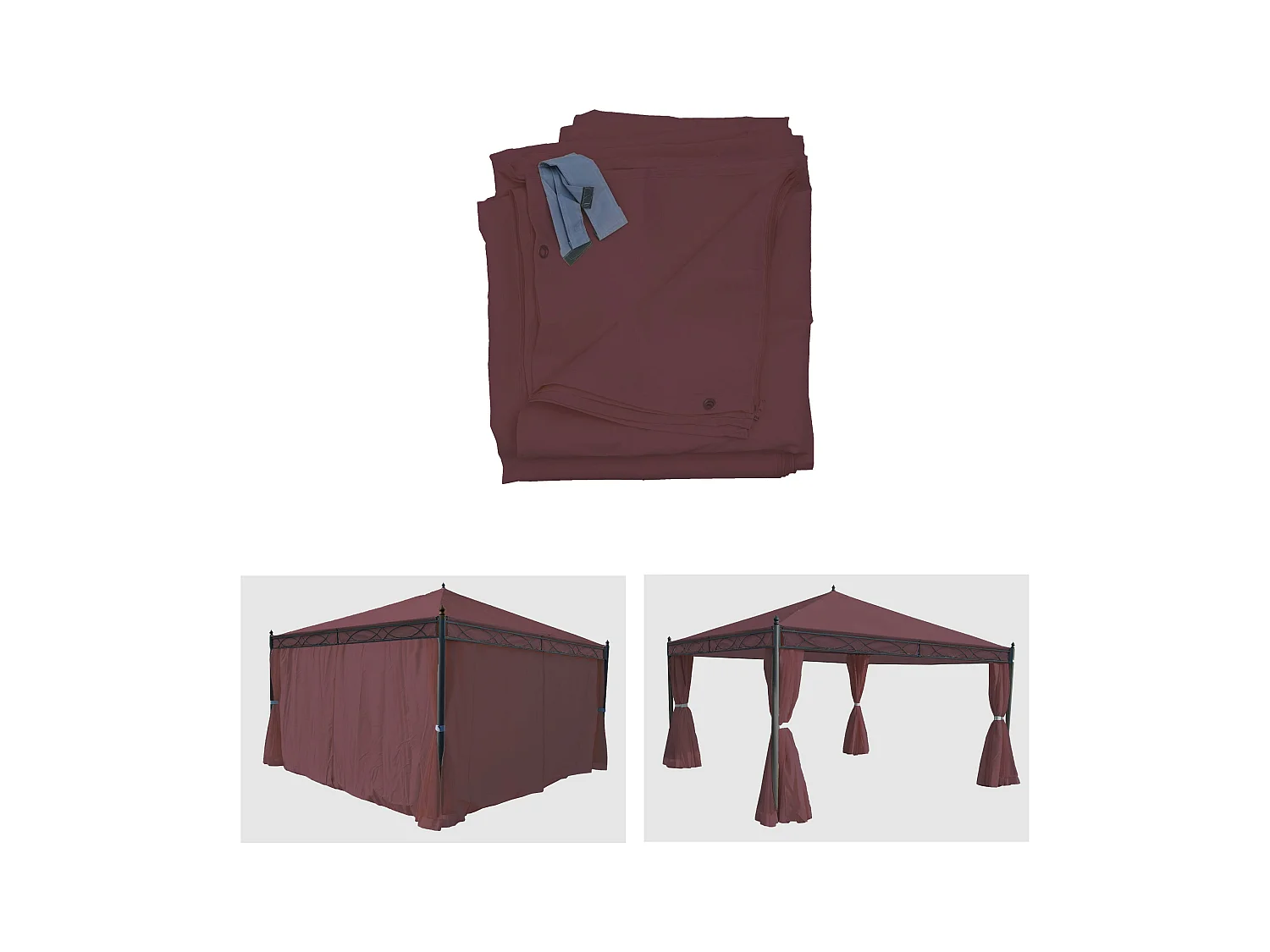 Paroi latérale pour pergola Calpe 4x4m,  rouge-brun