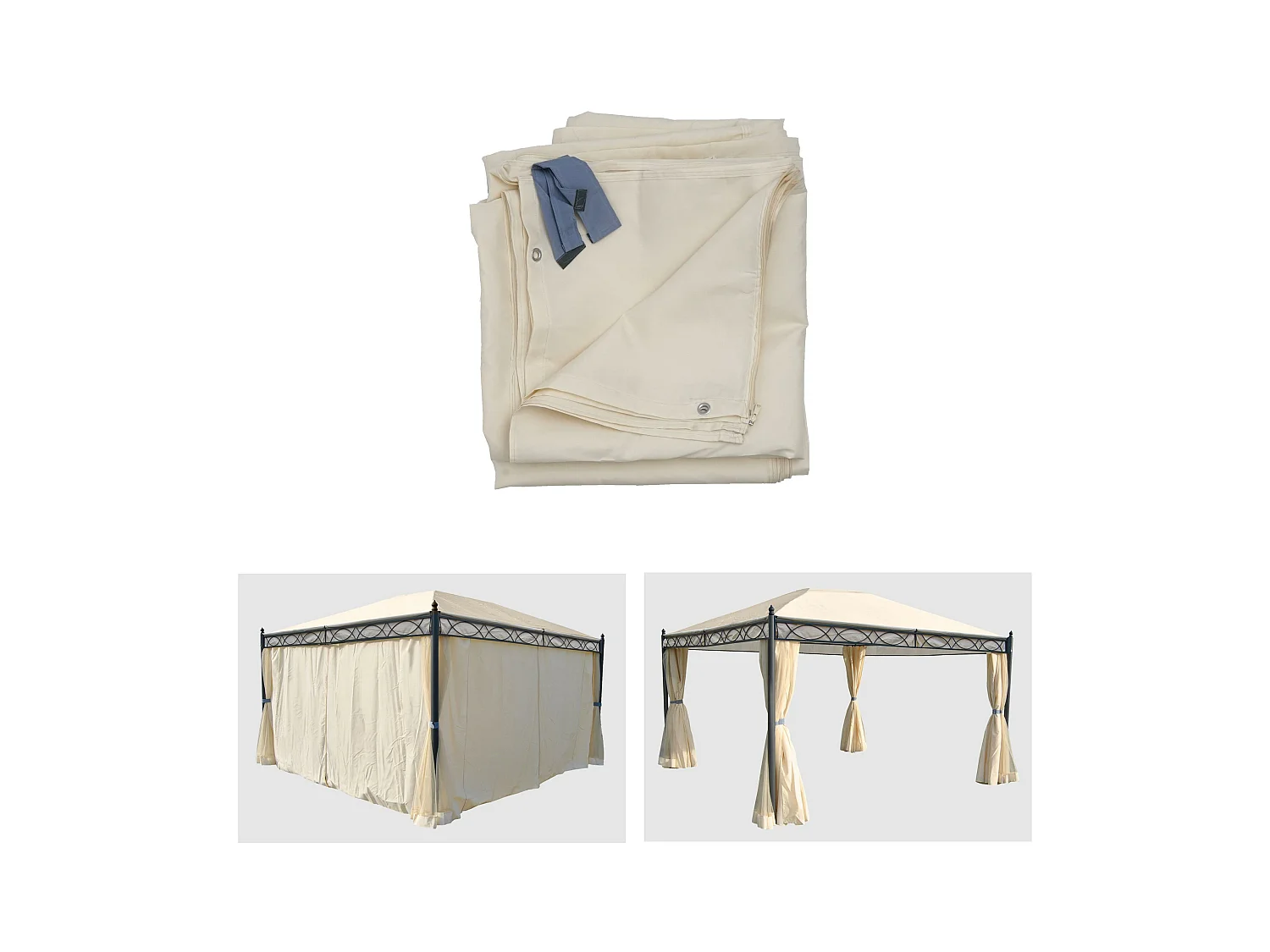 Paroi latérale Pergola Calpe 4x3m (set de 4),  crème