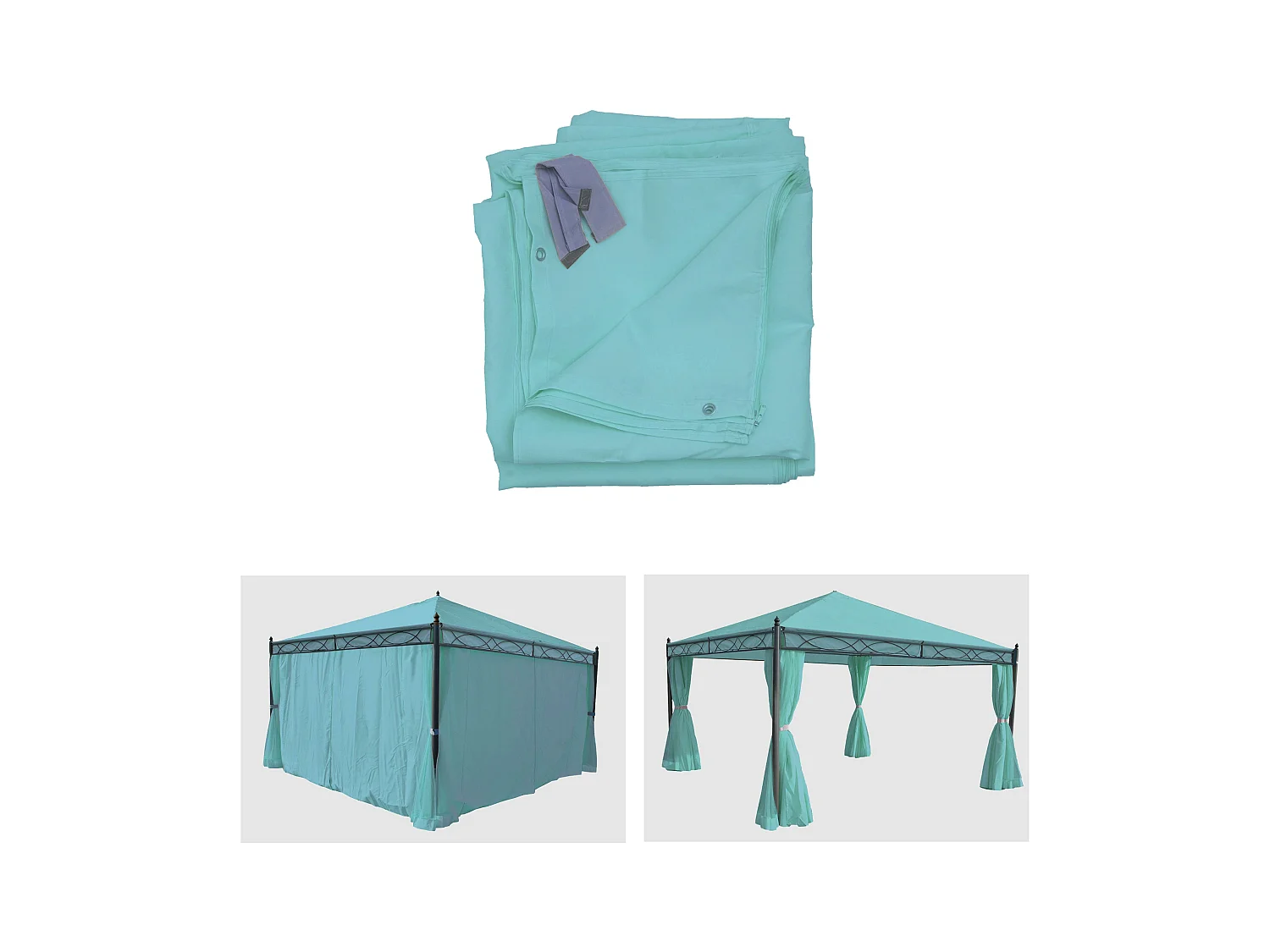 Paroi latérale pour pergola Calpe 4x4m,  turquoise