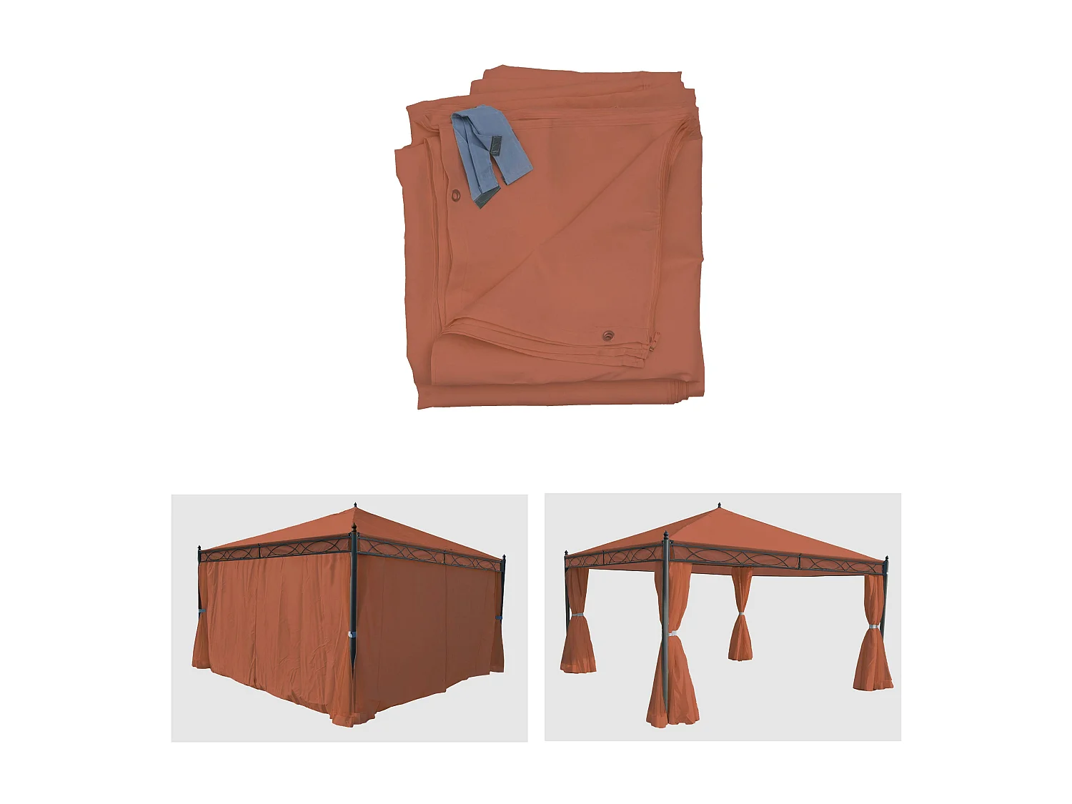 Set 4x tende per gazebo pergola baldacchino Cadice 4x4m poliestere arancione