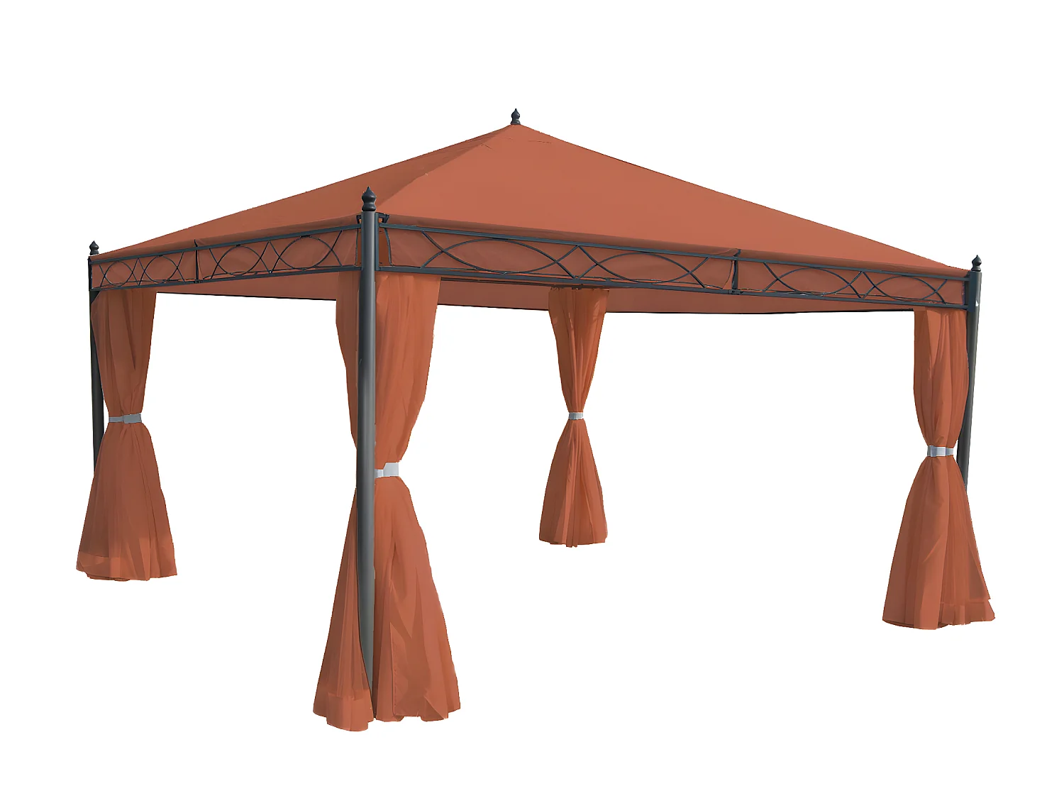 Set 4x tende per gazebo pergola baldacchino Cadice 4x4m poliestere arancione