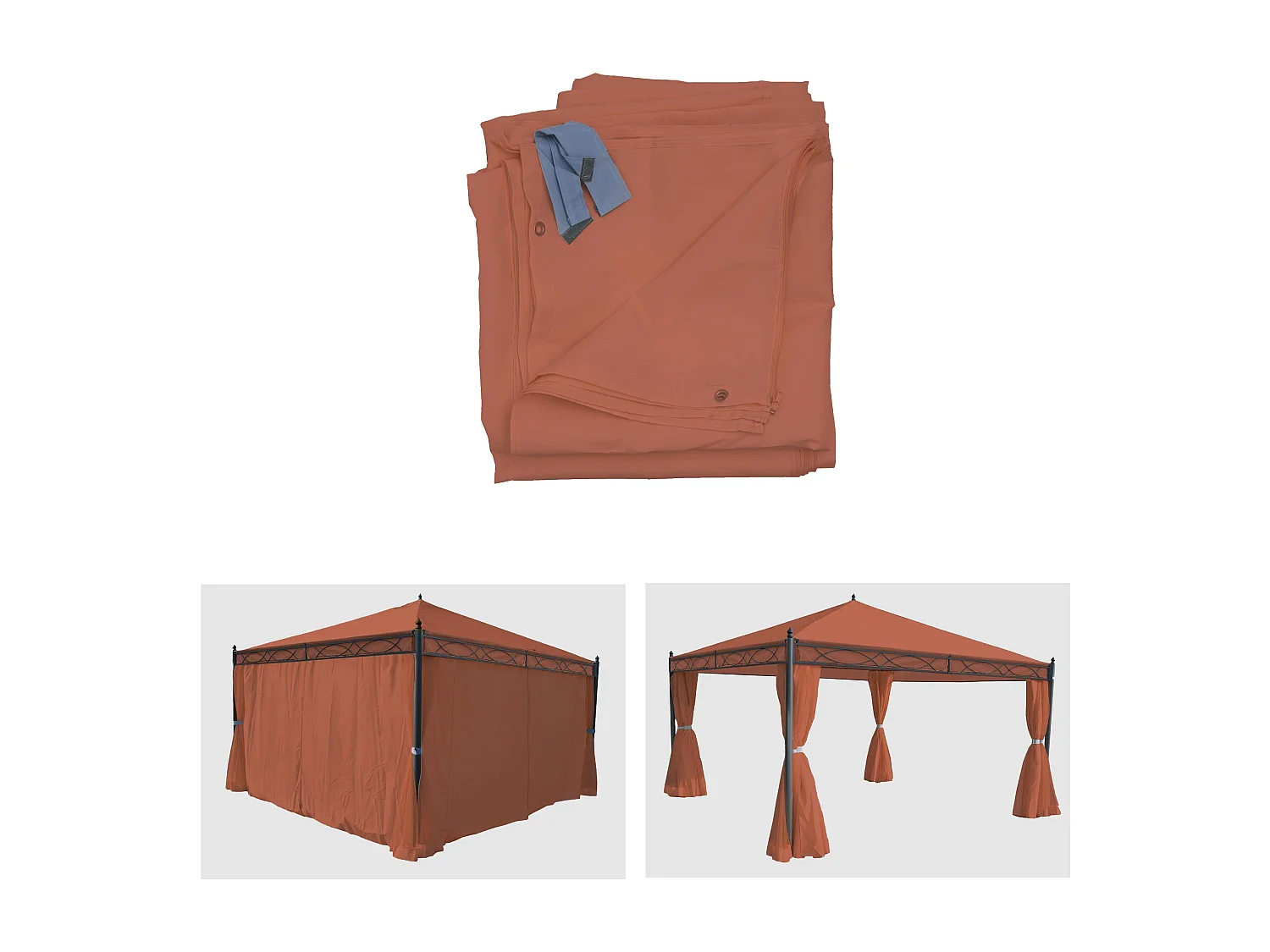 Side panel for Calpe III pergola (4-piece set),  terracotta brown