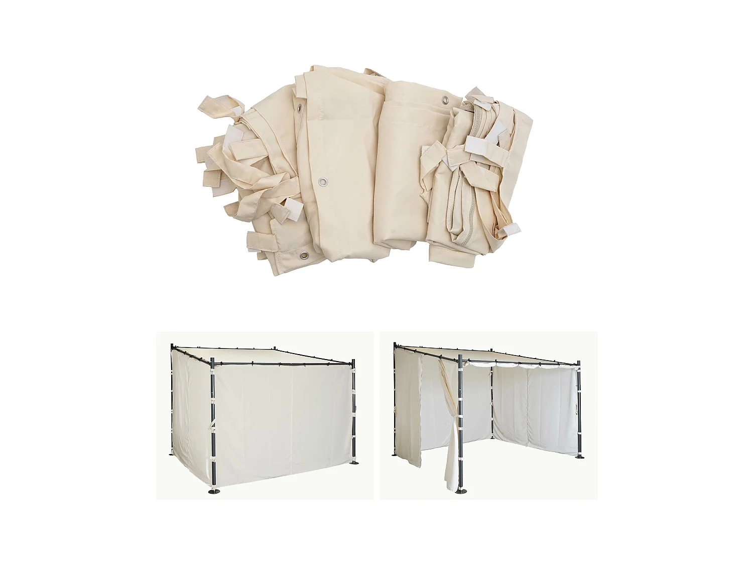 Paroi latérale Pergola MCW-A22, set de 4 pièces,  crème