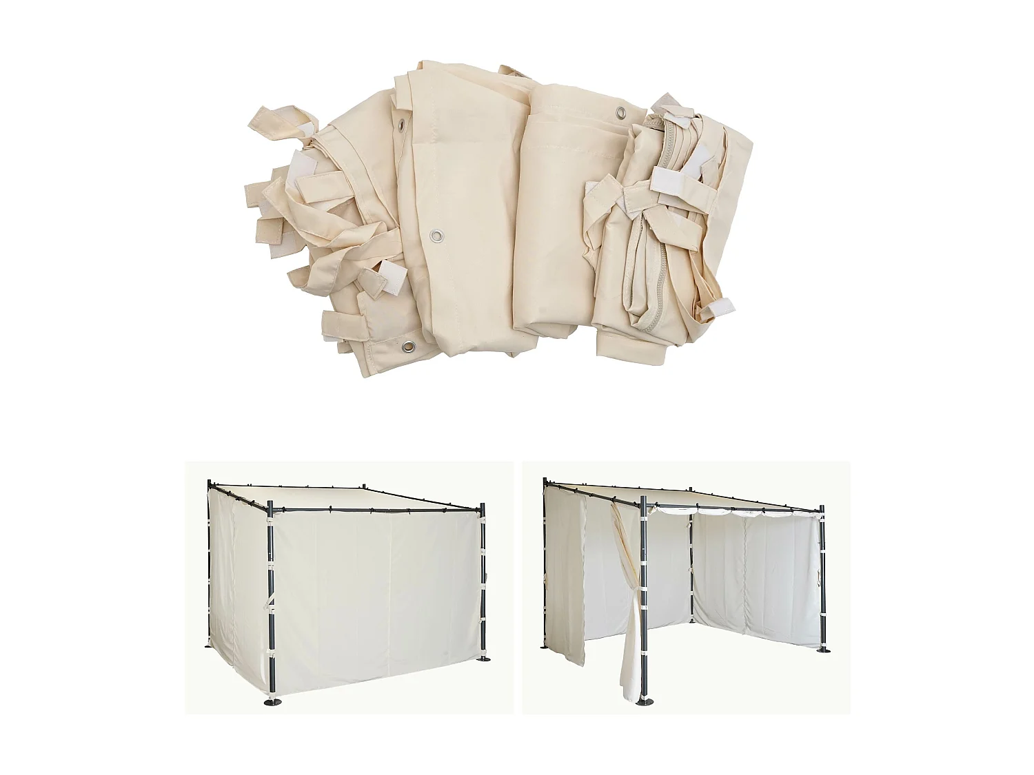 Set 4x tende per gazebo pergola a parete MCW-A22 3x3m poliestere avorio