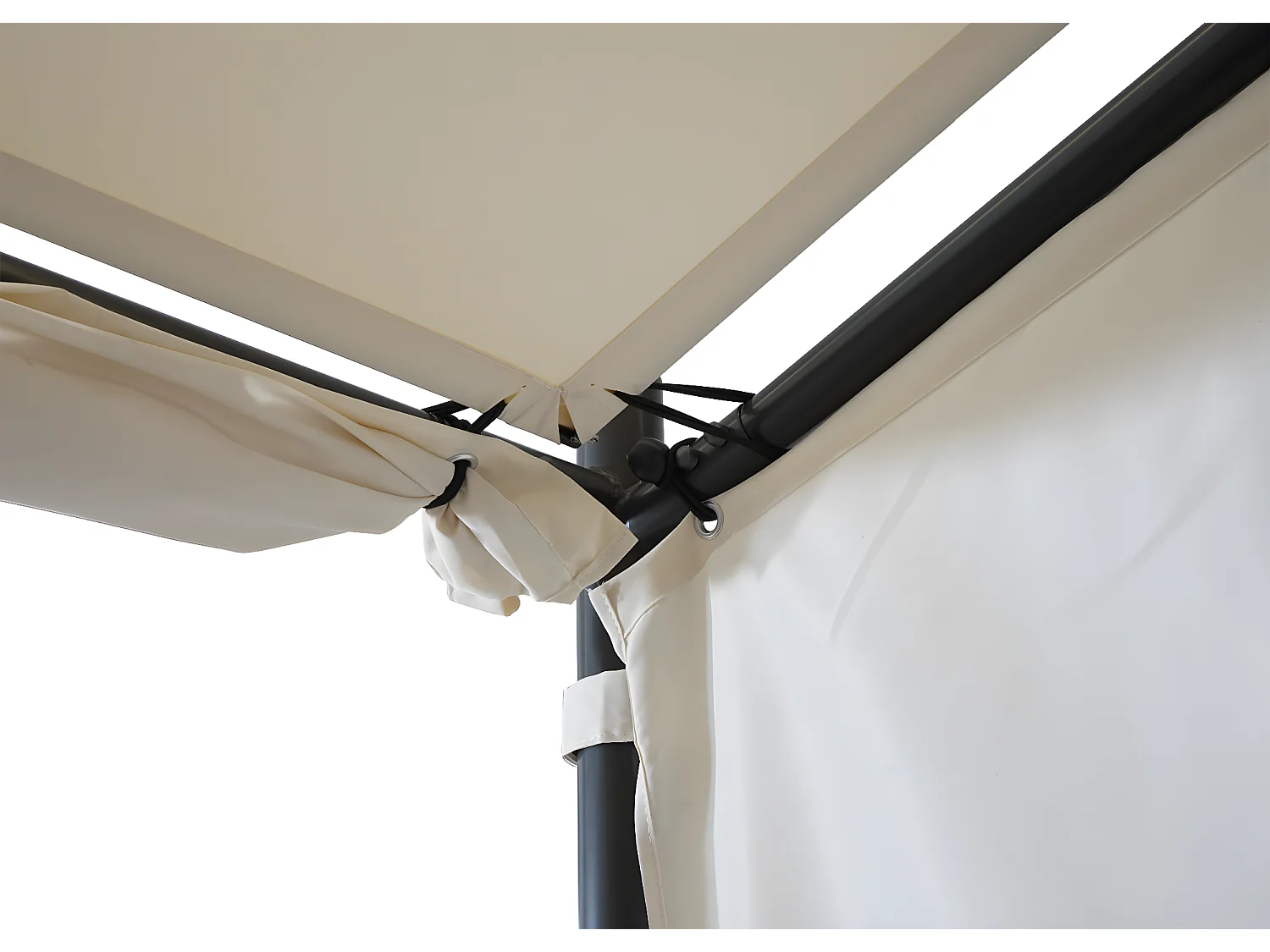 Set 4x tende per gazebo pergola a parete MCW-A22 3x3m poliestere avorio