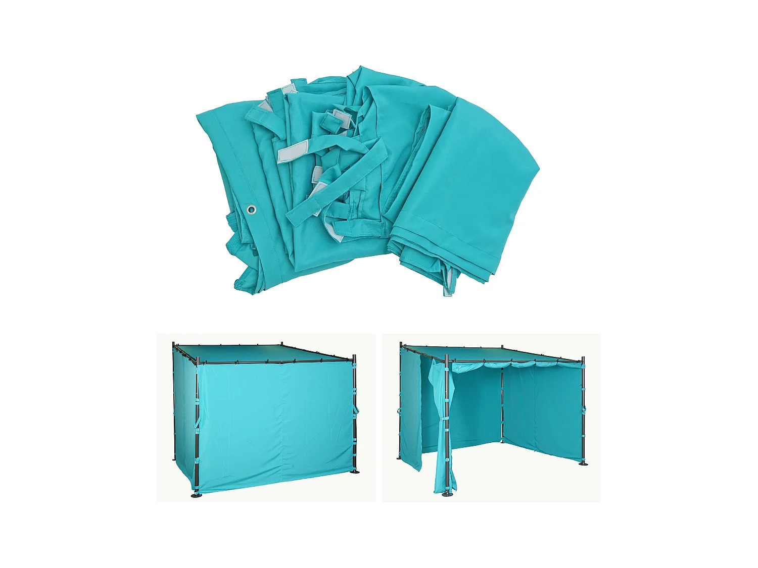 Pérgola de pared lateral MCW-A22 juego de 4,  turquesa