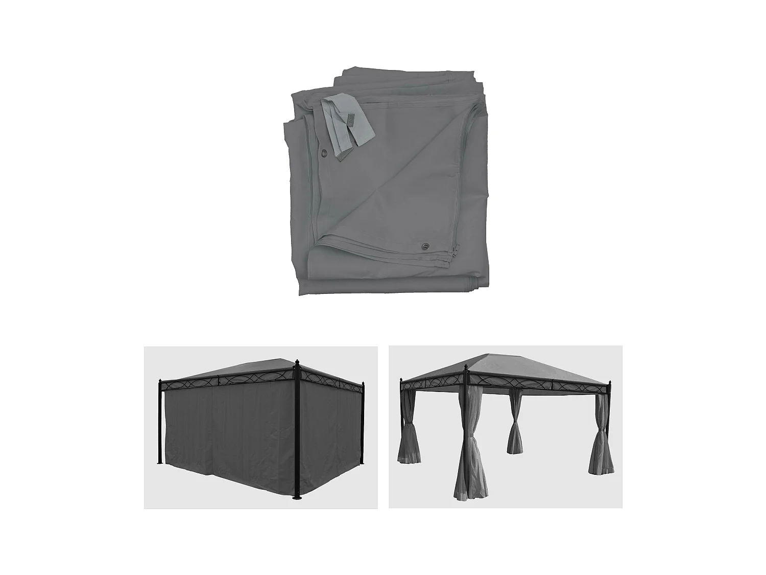Paroi latérale Pergola Calpe 4x3m (set de 4),  gris
