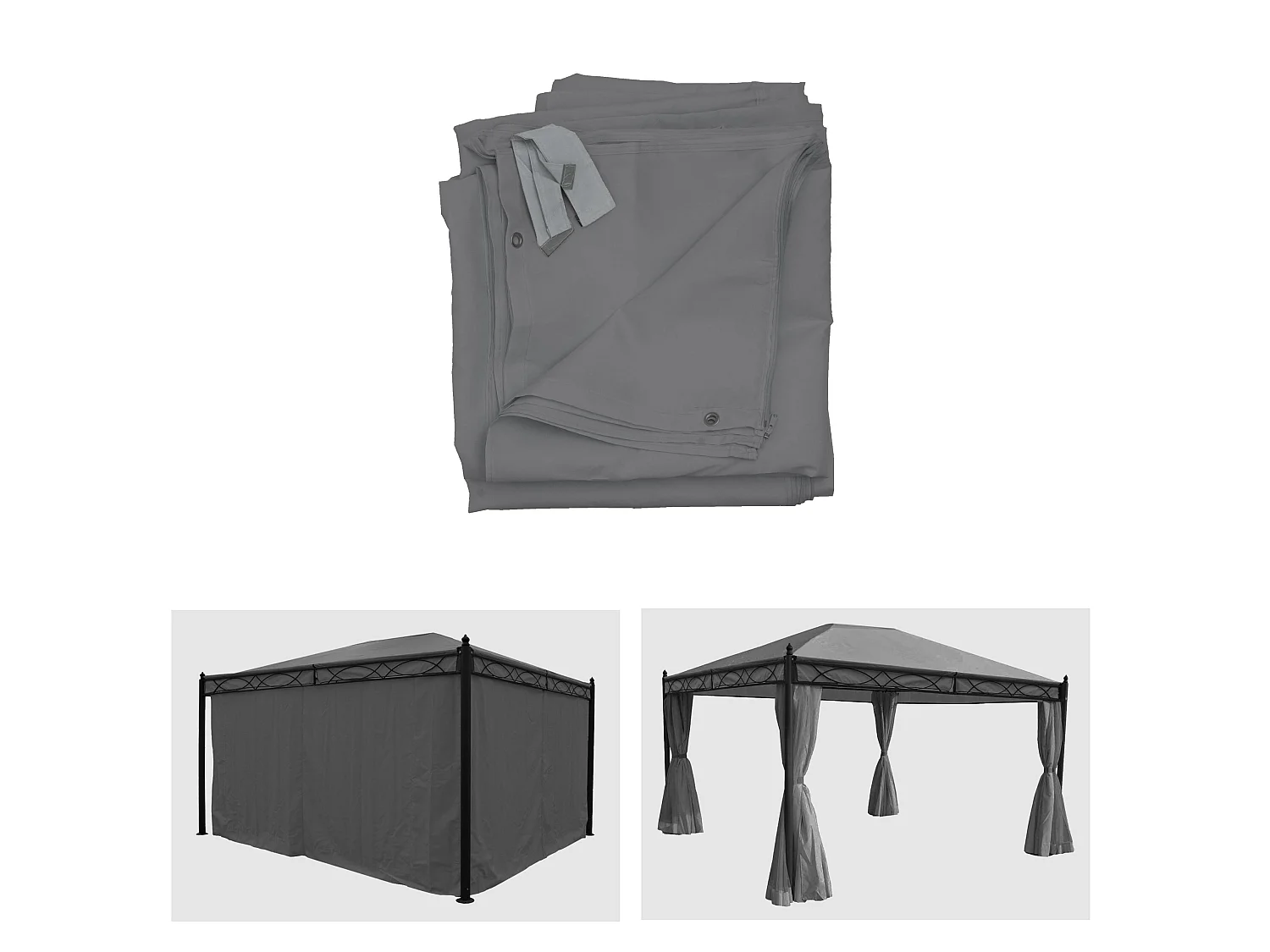 Sidevæg til Pergola Calpe II (sæt med 4 stk.),  grå