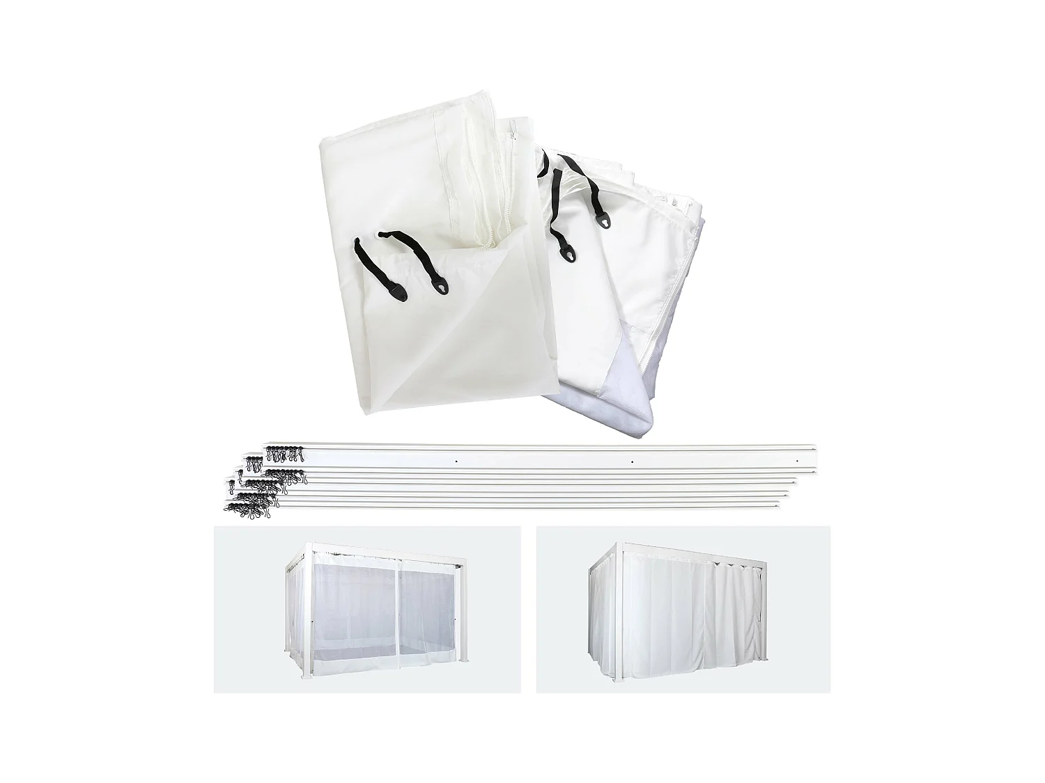 Paroi latérale pour pergola MCW-J32,  4x3m blanc