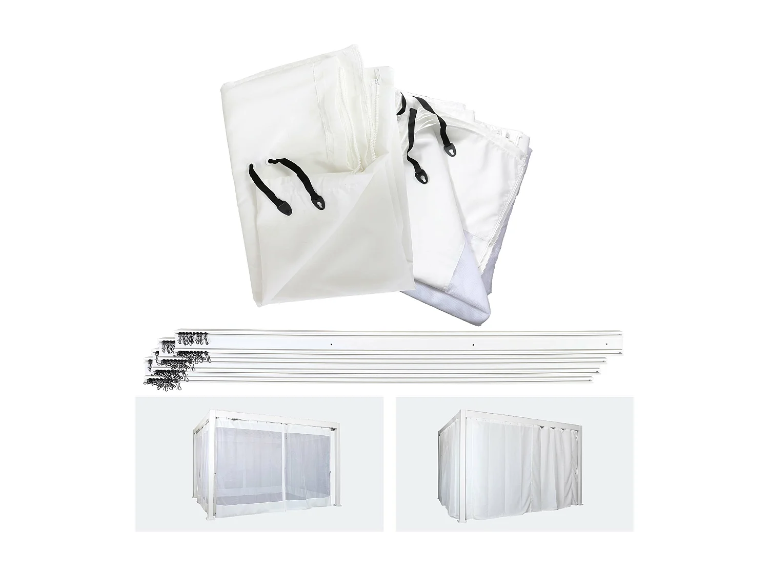 Paroi latérale pour pergola MCW-J32,  4x3m blanc