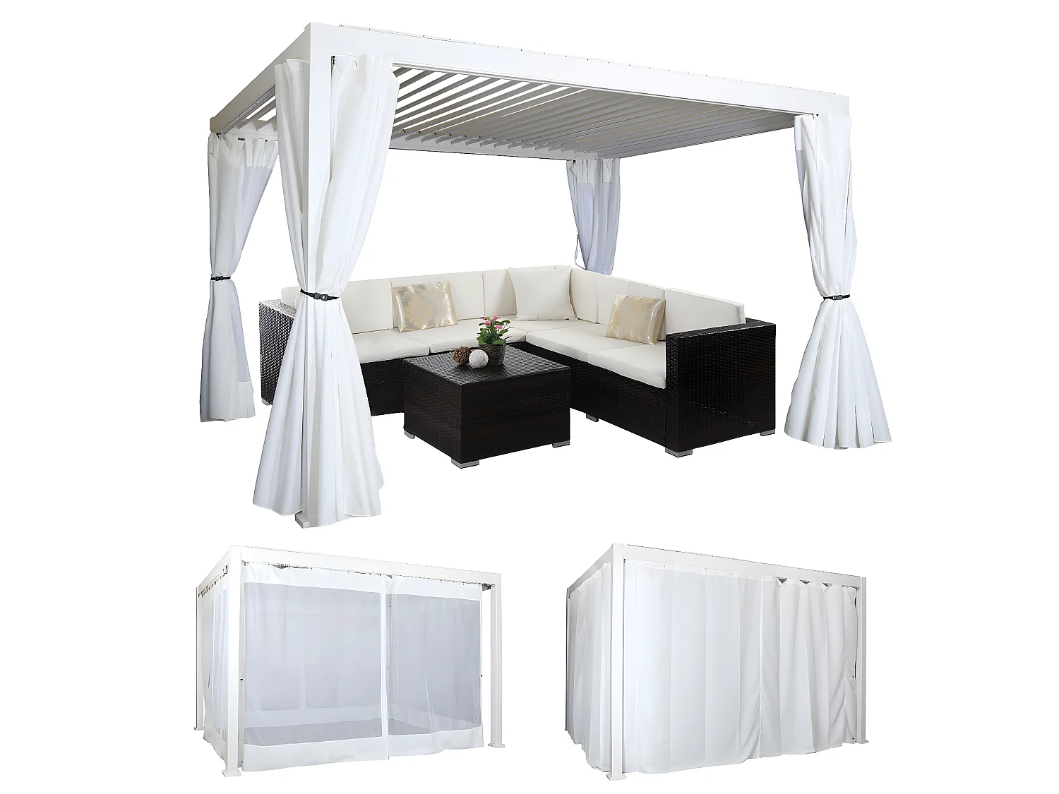 Paroi latérale pour pergola MCW-J32,  4x3m blanc