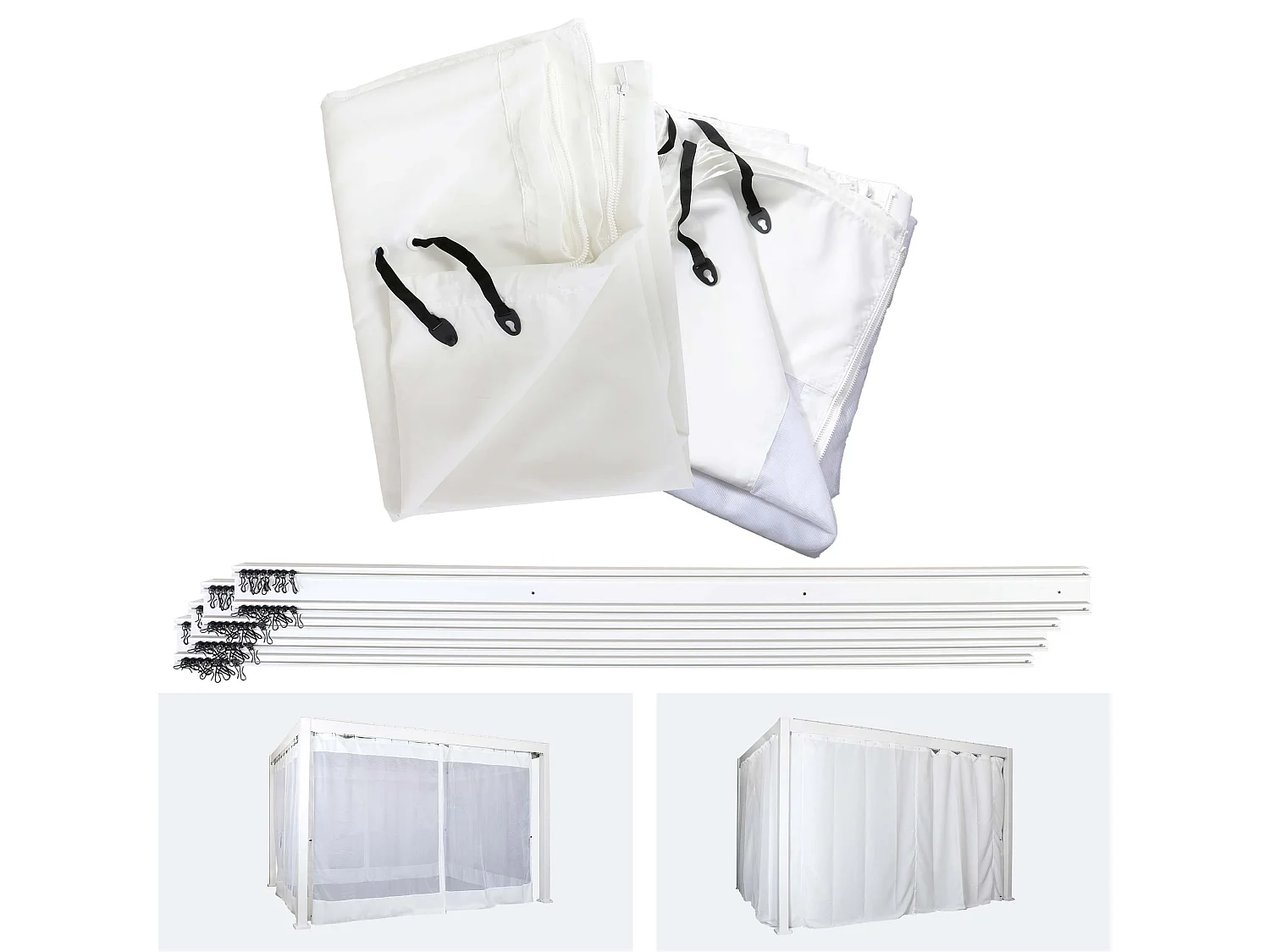 Paroi latérale pour pergola MCW-J32,  4x3m blanc