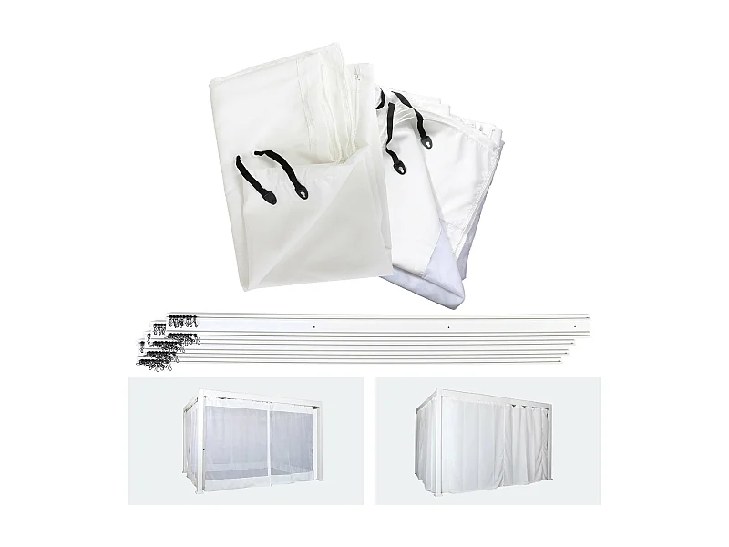 Painel lateral para pérgula MCW-J32,  4x3m branco