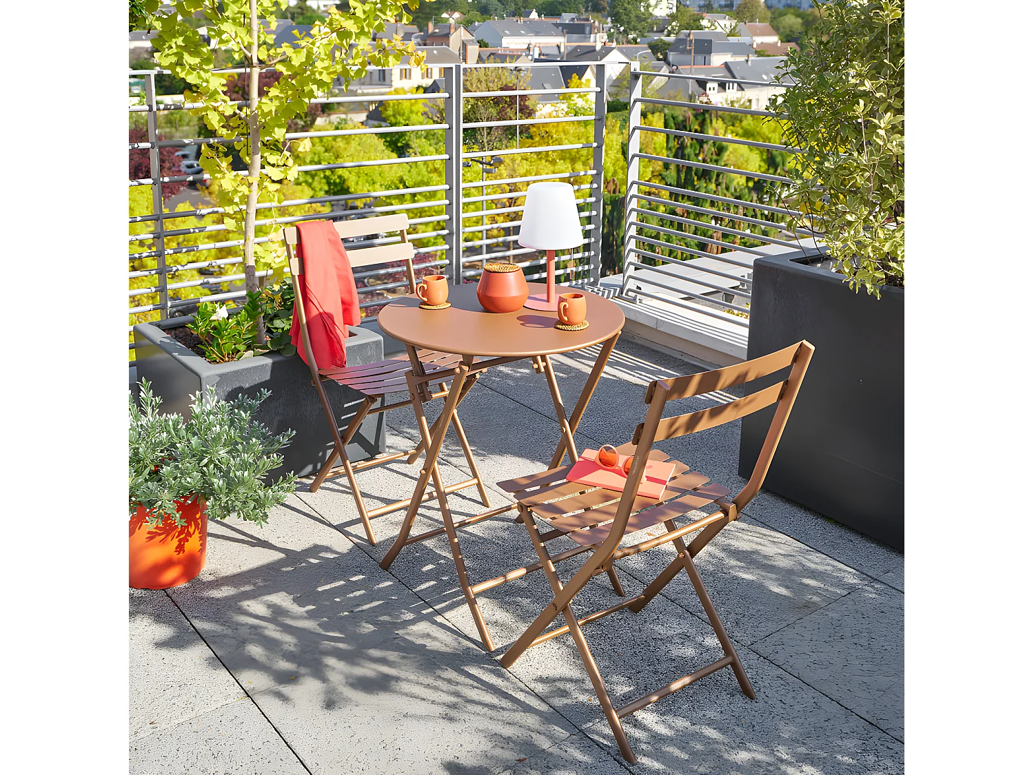 Table ronde pliante Greensboro 2p bronze Hespéride