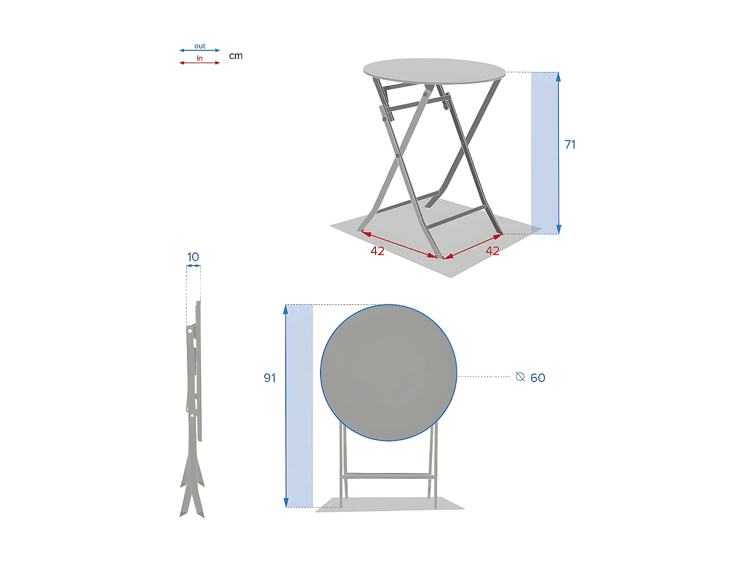 Table ronde pliante Greensboro 2p bronze Hespéride