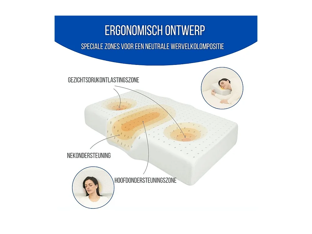 Anti-Falten Ergonomisches Kissen, Anti-Tinnitus - Extra Groß - 65x42x10 - ERGO