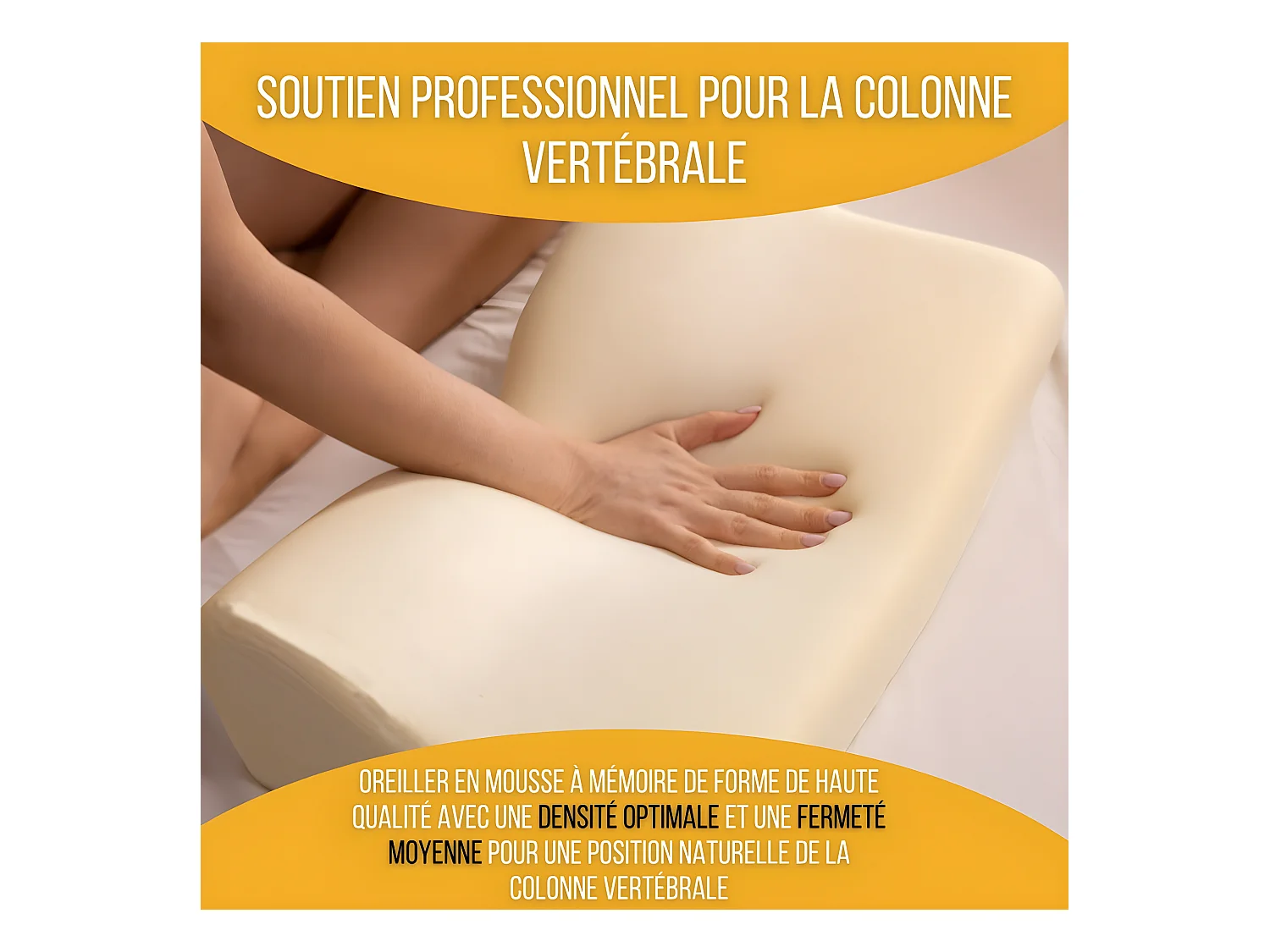 Almohada Cervical Ergonómica DE LUJO - Espuma con Memoria – 60x35x12 - Dos Fundas de Almohada