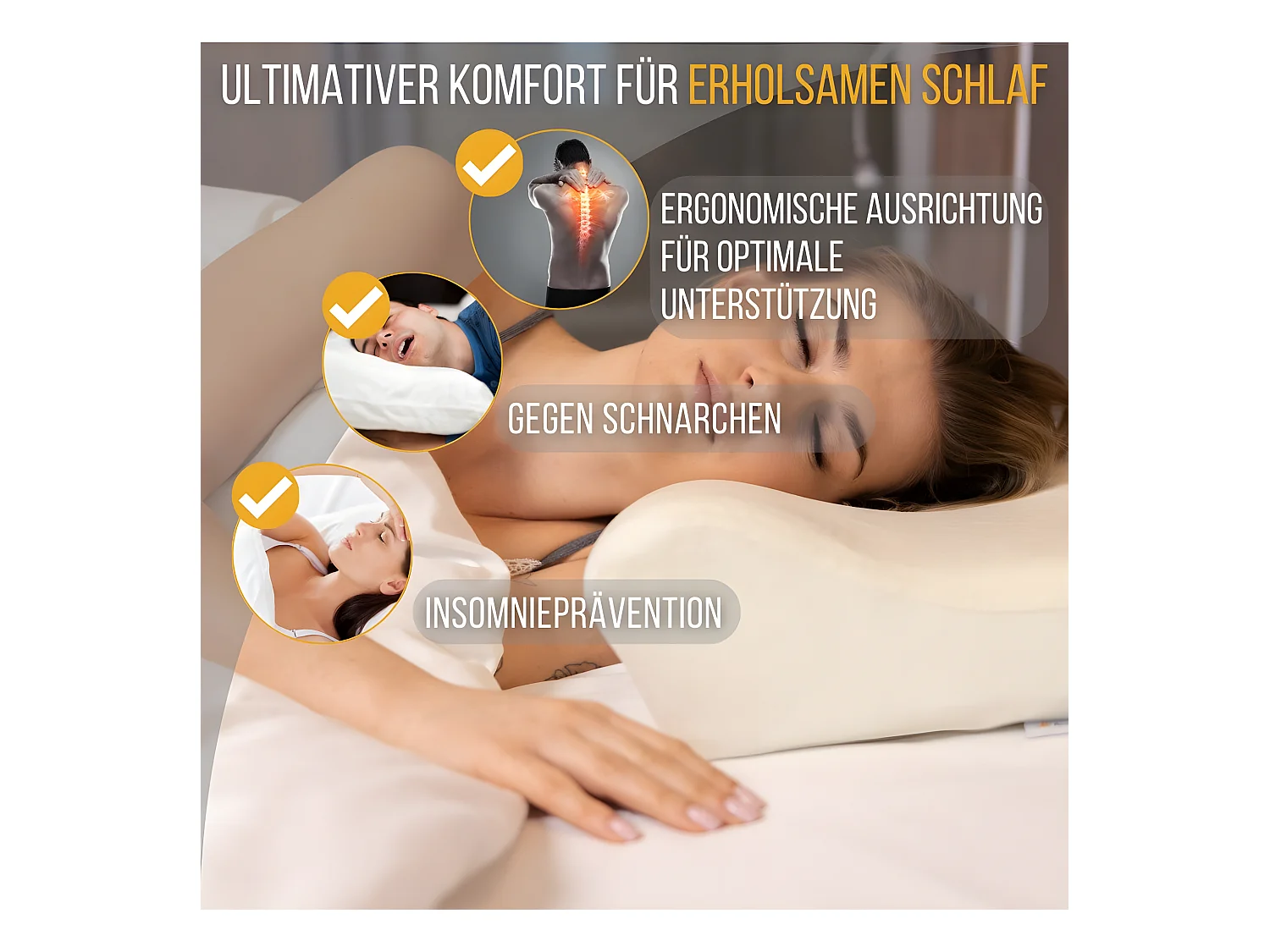 Almohada Cervical Ergonómica DE LUJO - Espuma con Memoria – 60x35x12 - Dos Fundas de Almohada