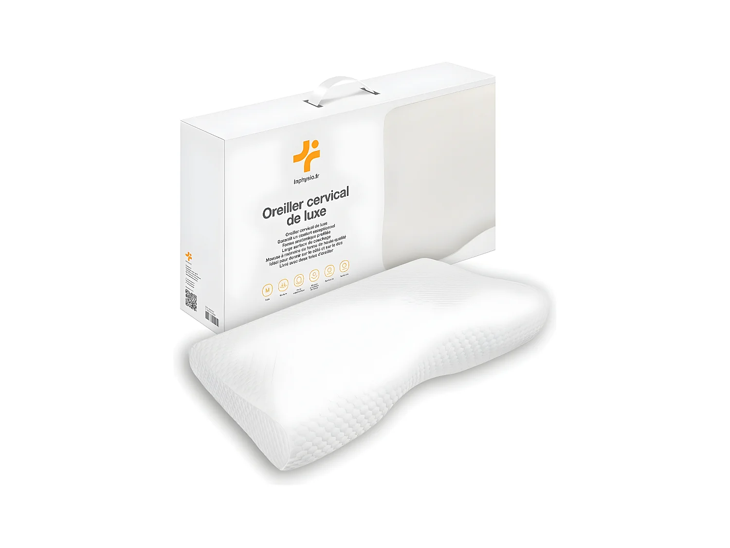 Oreiller Ergonomique Cervical DE LUXE - Mousse à Mémoire – 60x35x12 - Deux Taies d’Oreiller