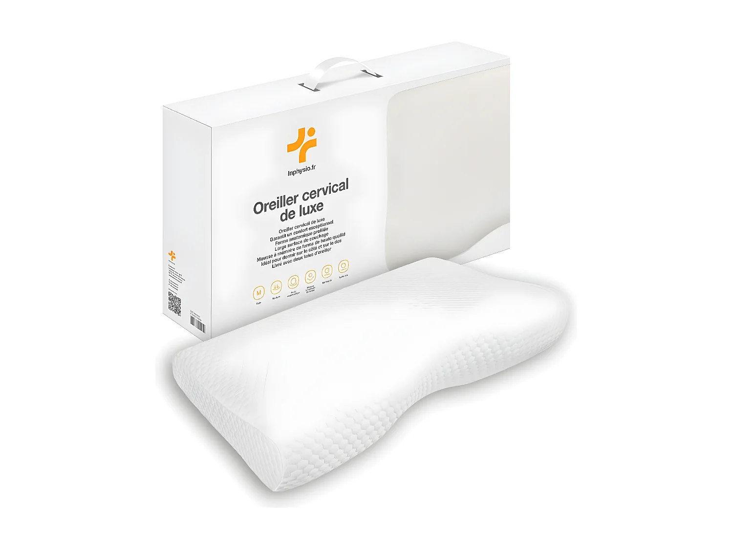 Cuscino Cervicale Ergonomico DE LUXE - Schiuma a Memoria – 60x35x12 - Due Federe